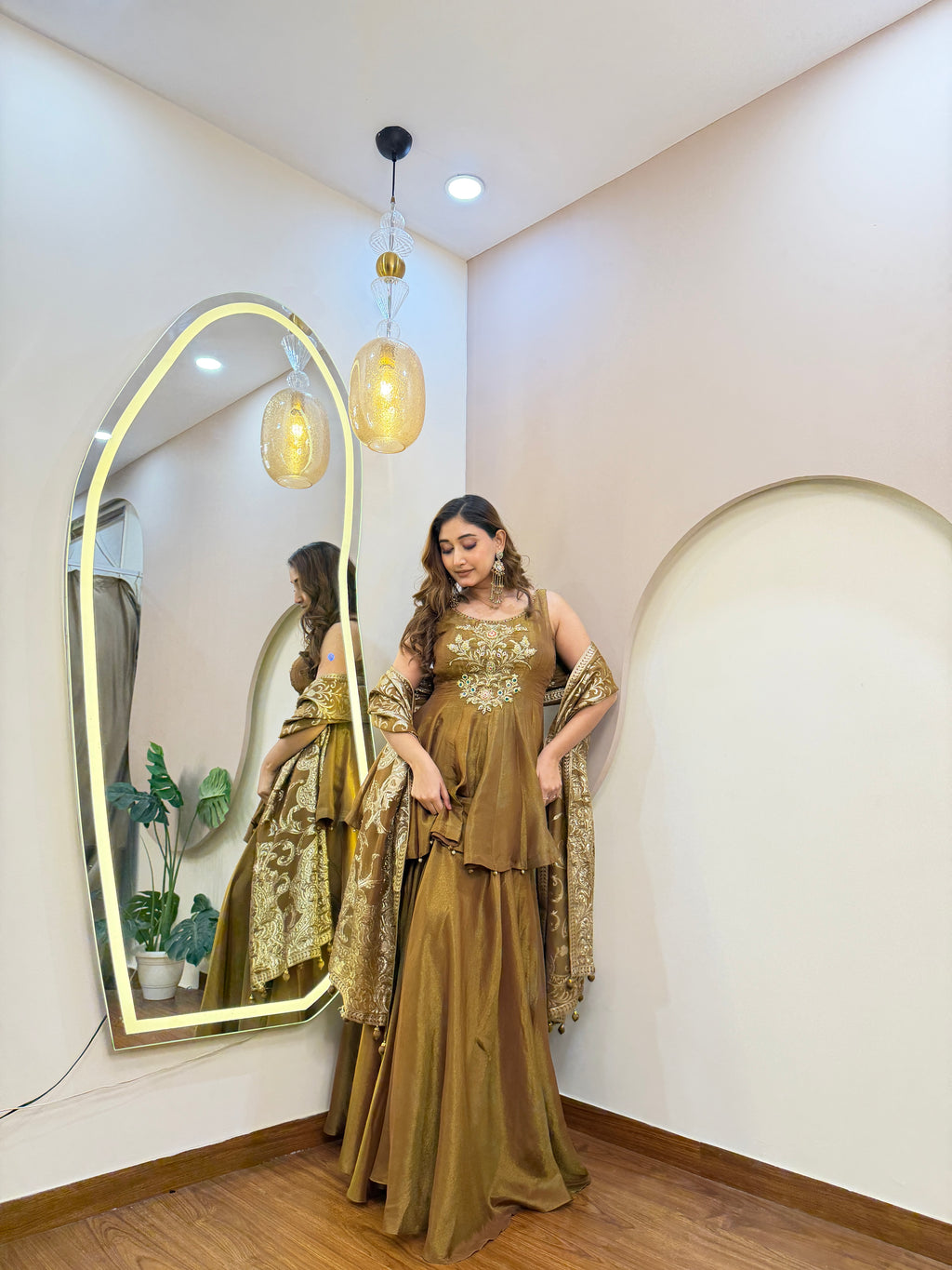 E322 3PC PEPLUM SHARARA SUIT