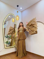 E322 3PC PEPLUM SHARARA SUIT