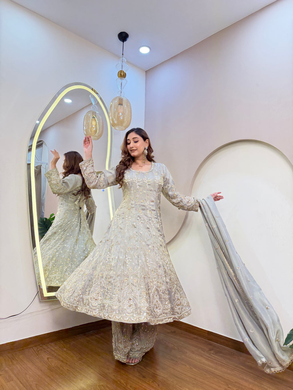 E332 3PC ANARKALI WITH PLAZO