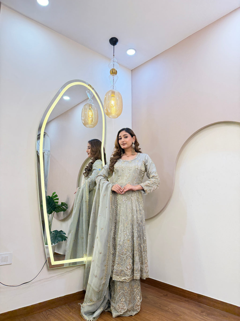E332 3PC ANARKALI WITH PLAZO