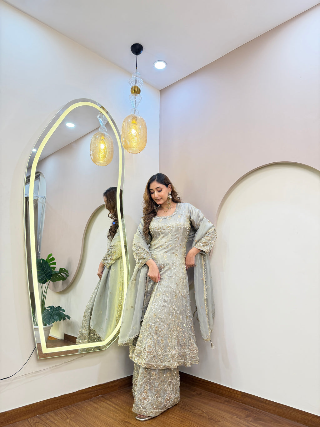 E332 3PC ANARKALI WITH PLAZO