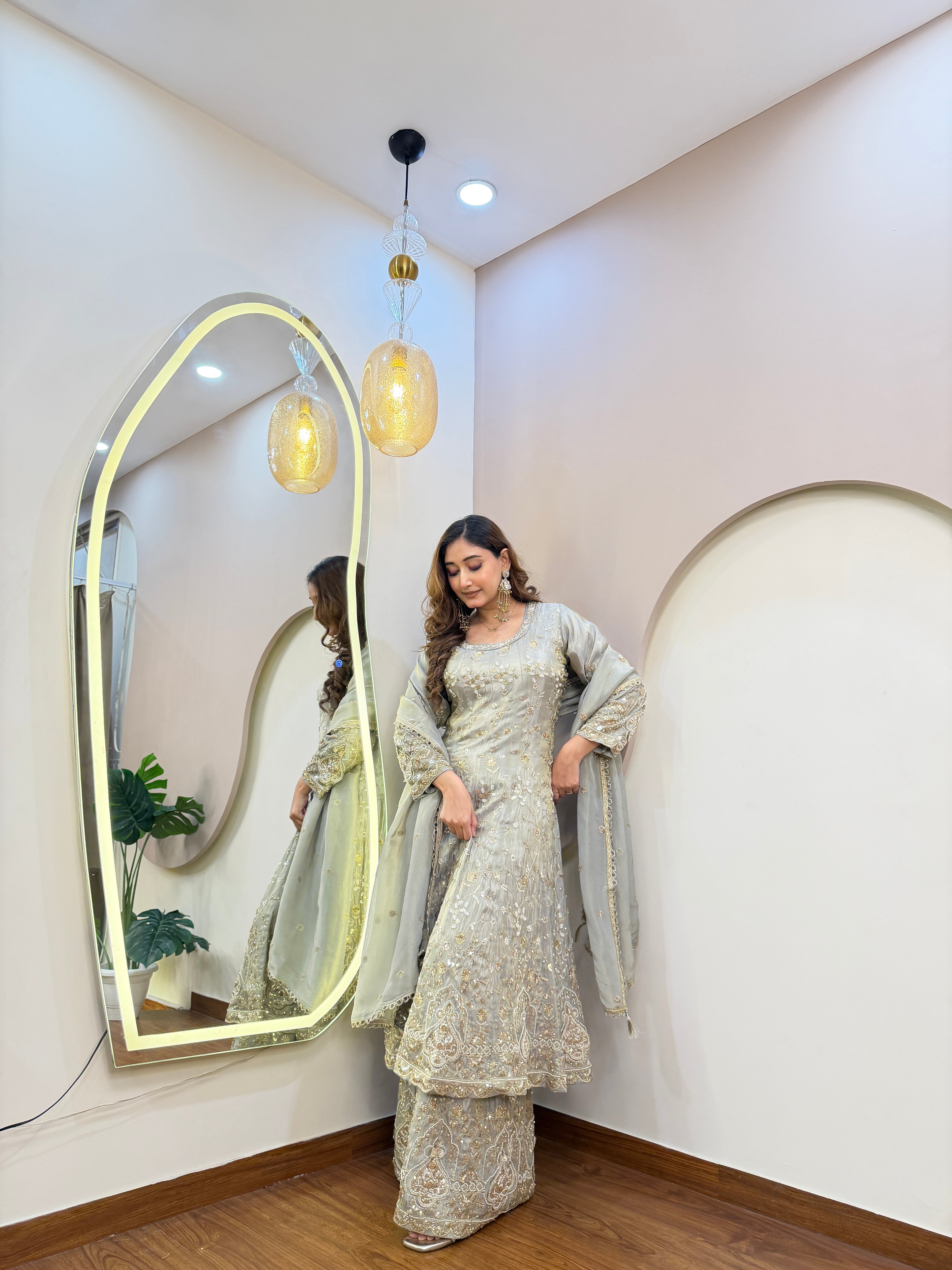 E332 3PC ANARKALI WITH PLAZO