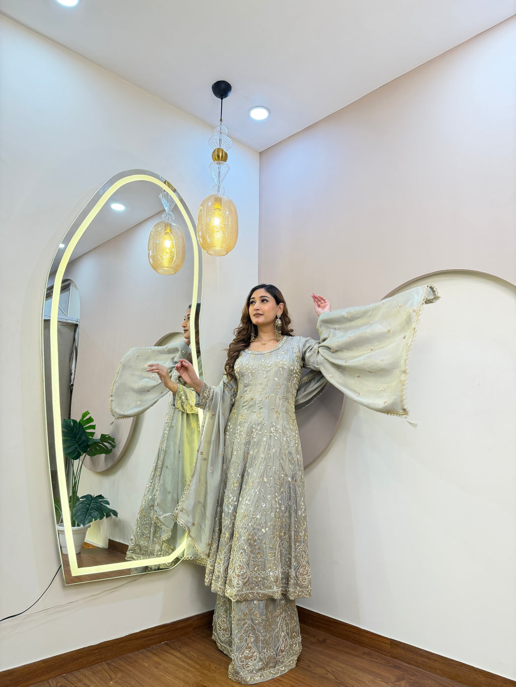 E332 3PC ANARKALI WITH PLAZO