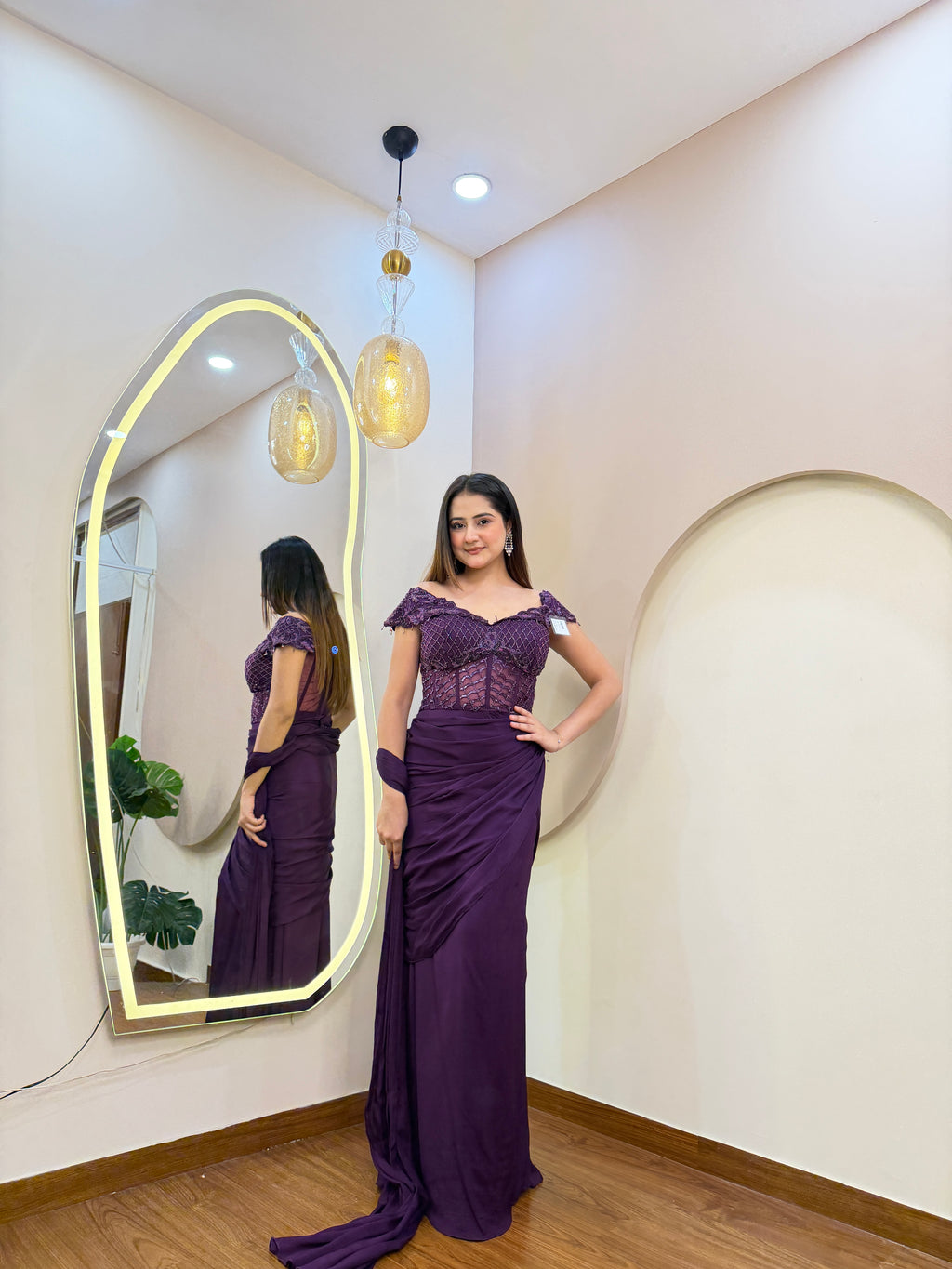 E206 INDO WESTERN DRAPE SAREE