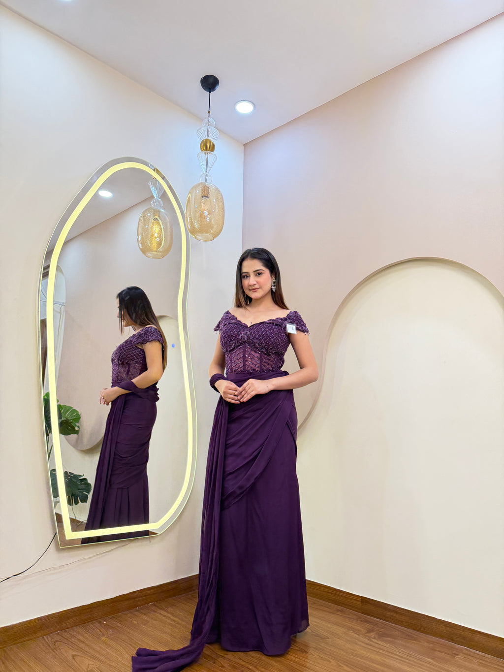 E206 INDO WESTERN DRAPE SAREE