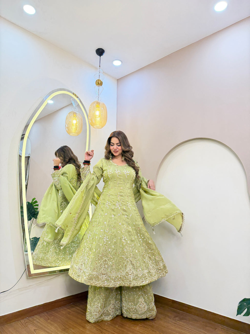 E332 3PC ANARKALI WITH PLAZO