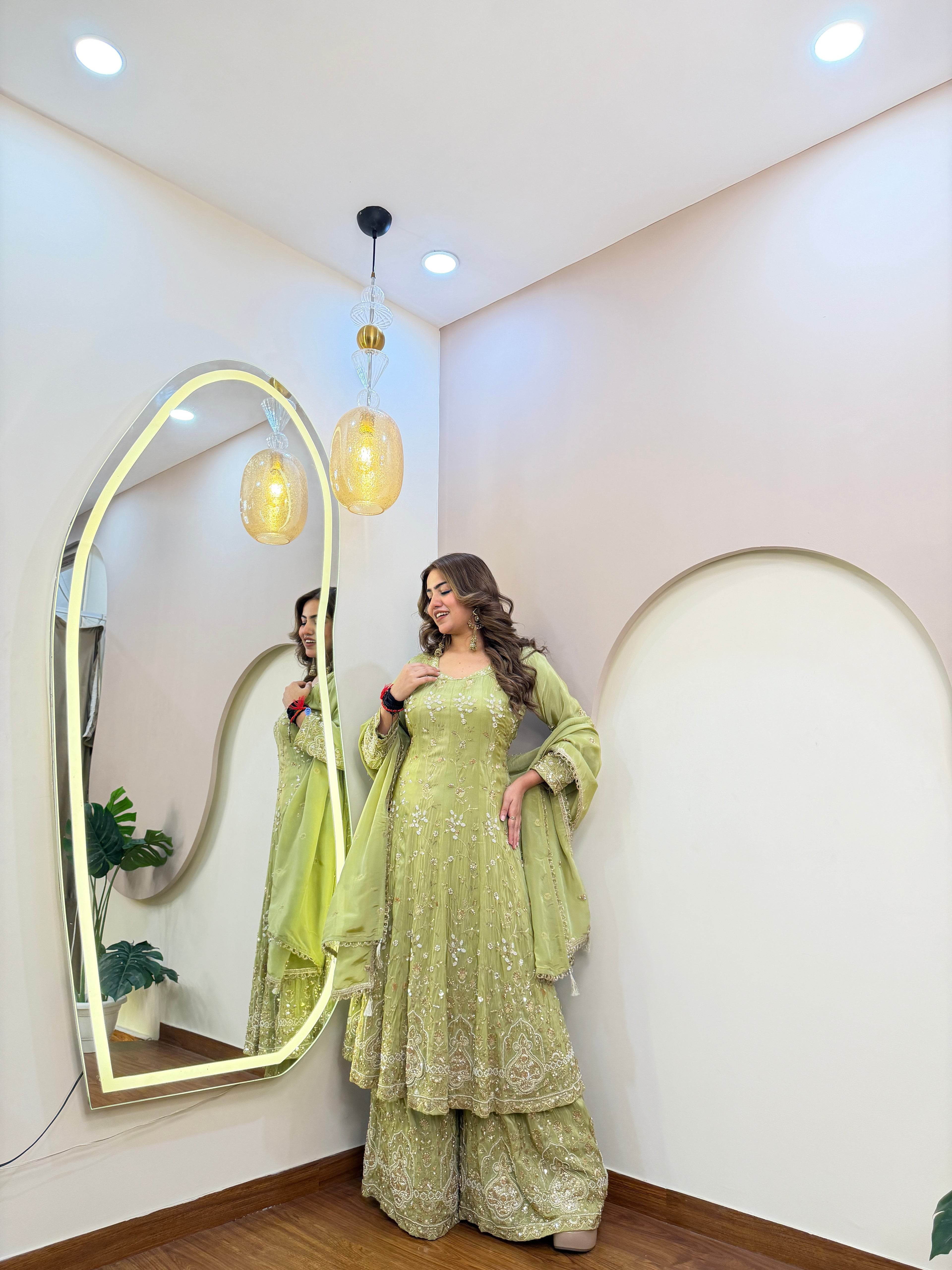 E332 3PC ANARKALI WITH PLAZO