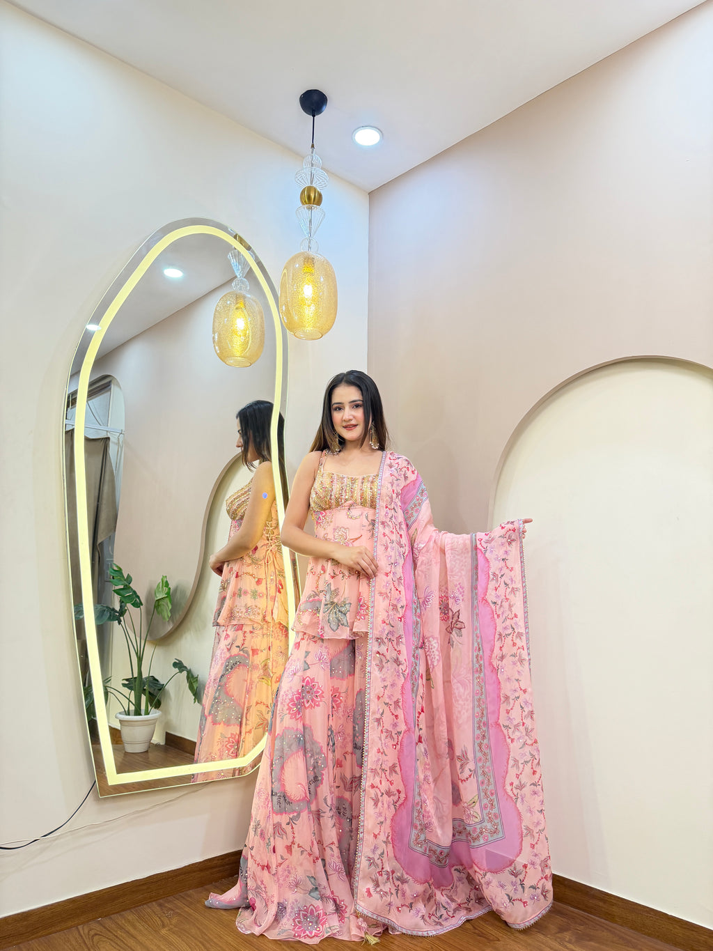 E381 PEPLUM 3PC SHARARA SET