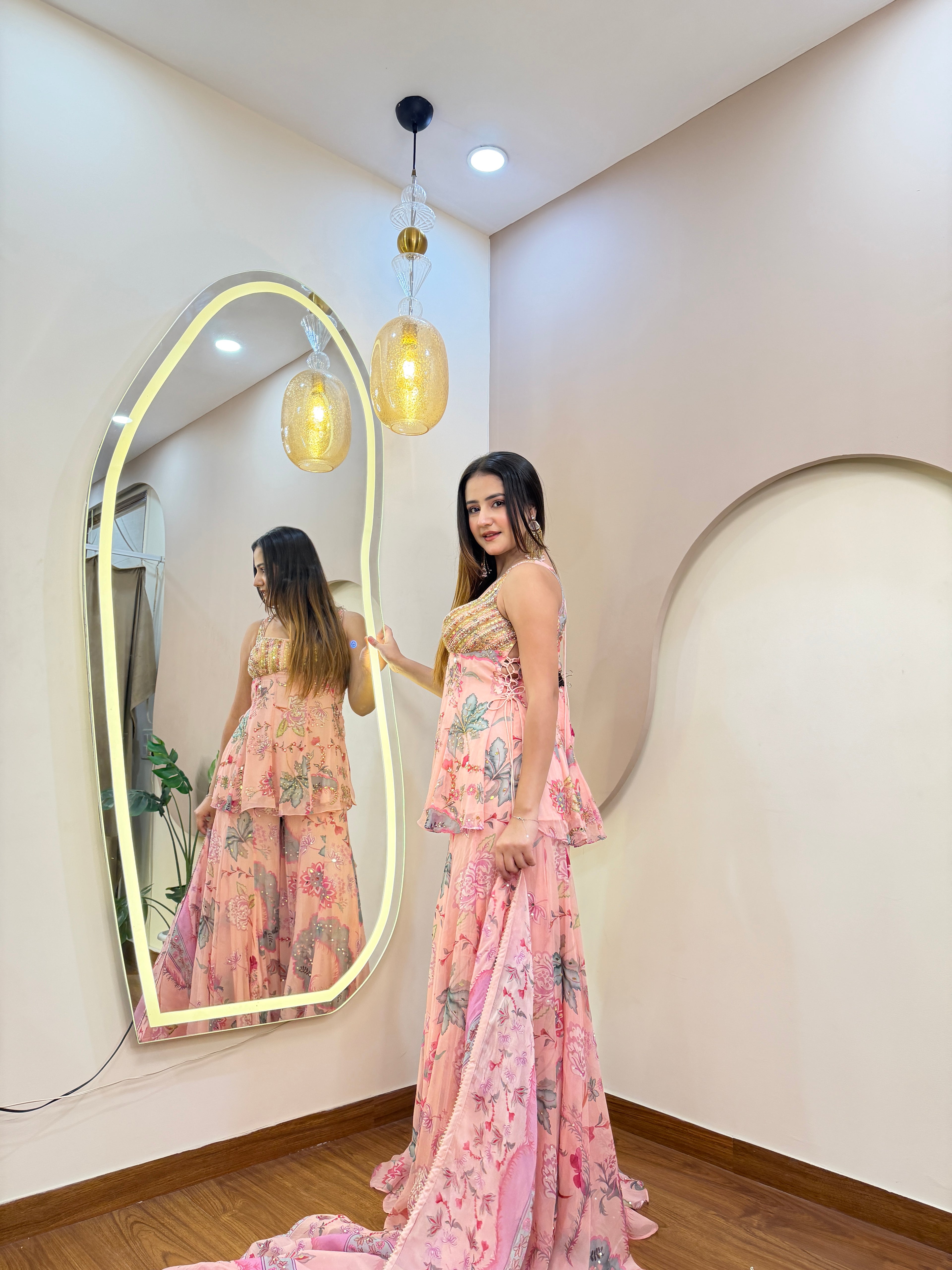 E381 PEPLUM 3PC SHARARA SET