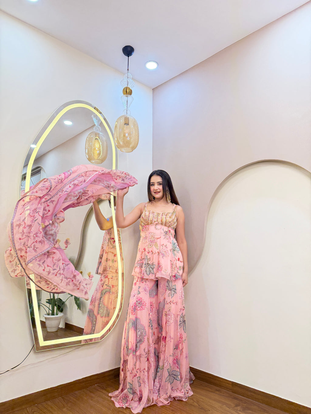 E381 PEPLUM 3PC SHARARA SET