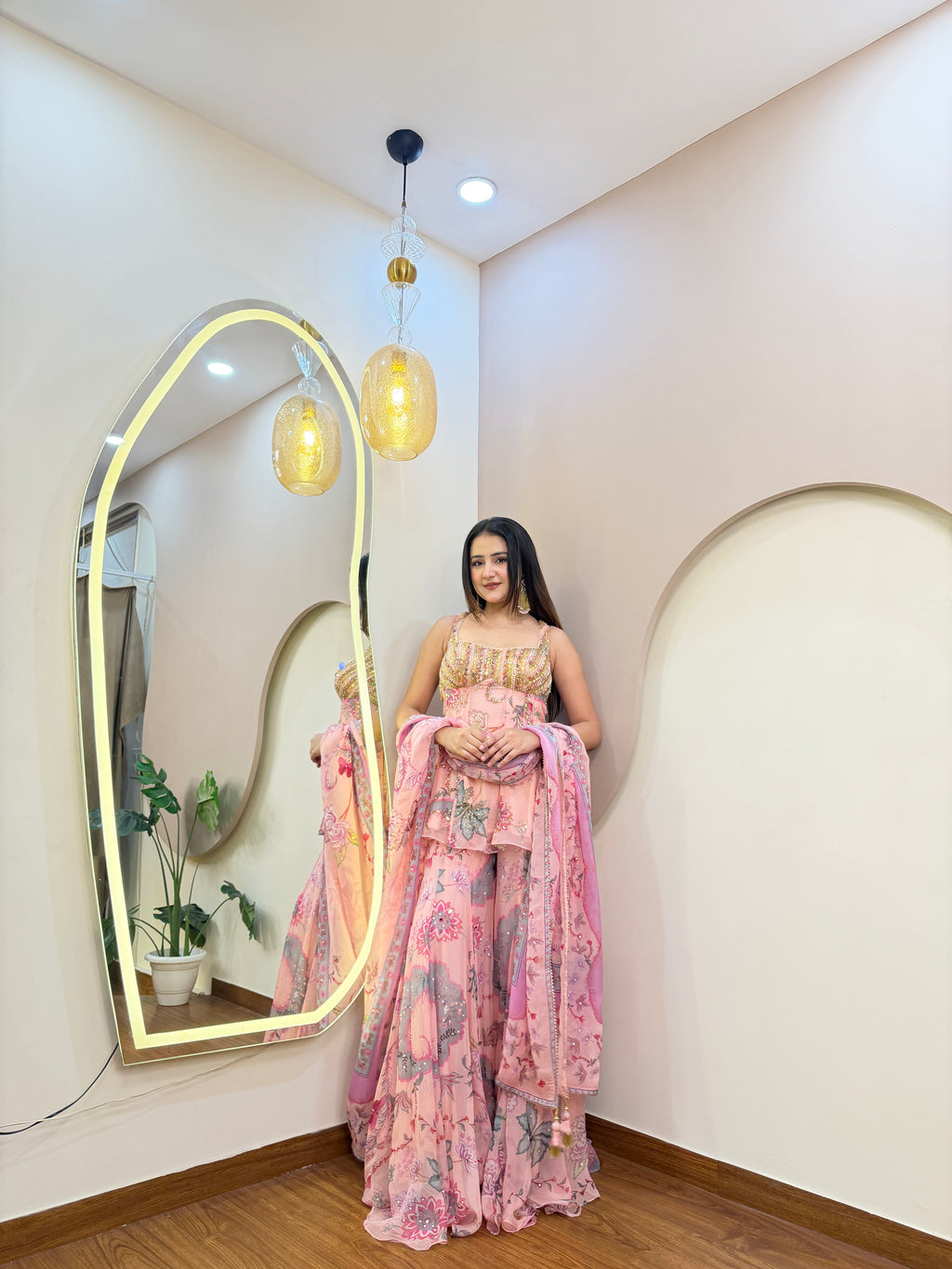 E381 PEPLUM 3PC SHARARA SET