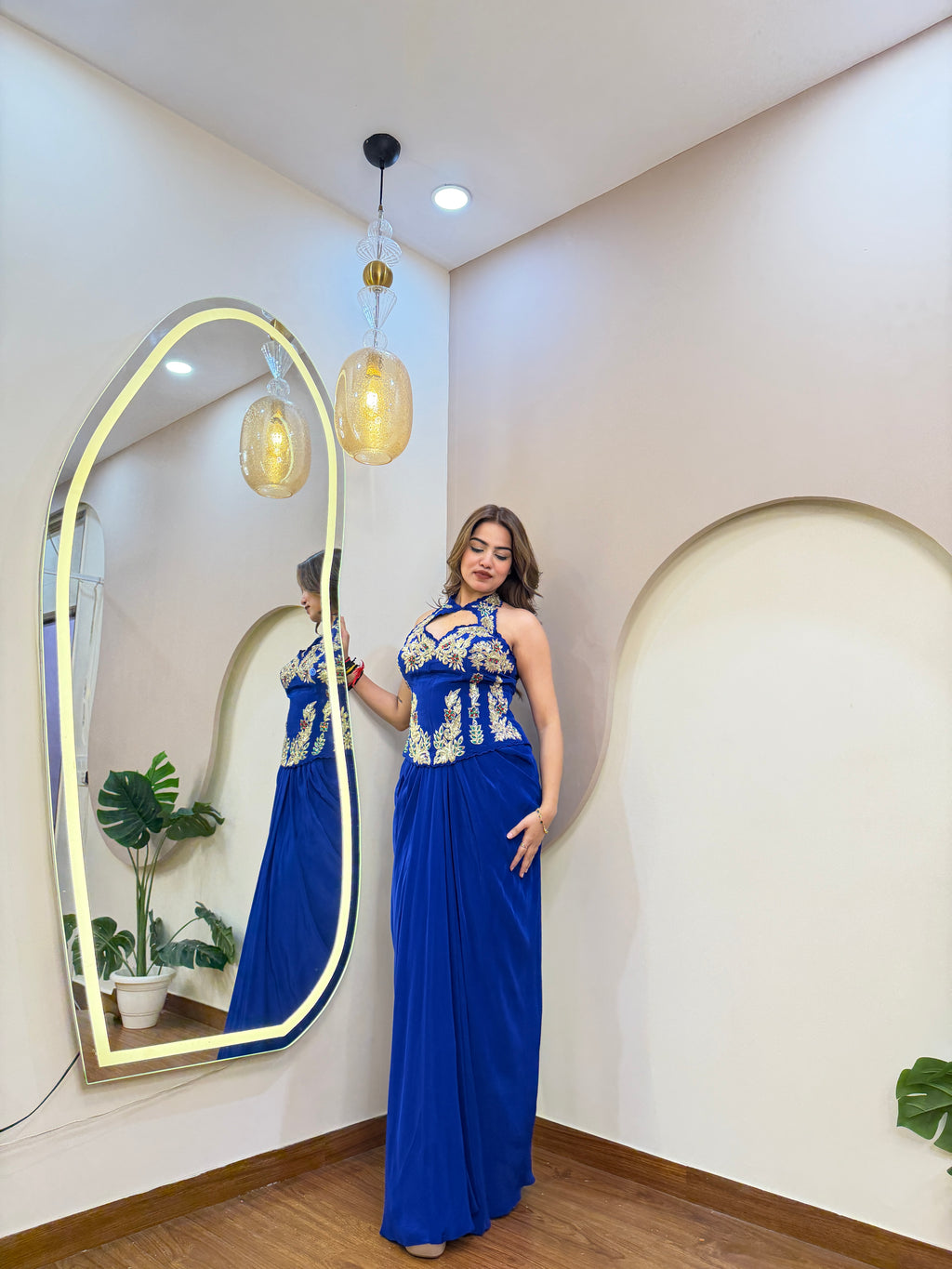 E323 DRAPE SAREE GOWN