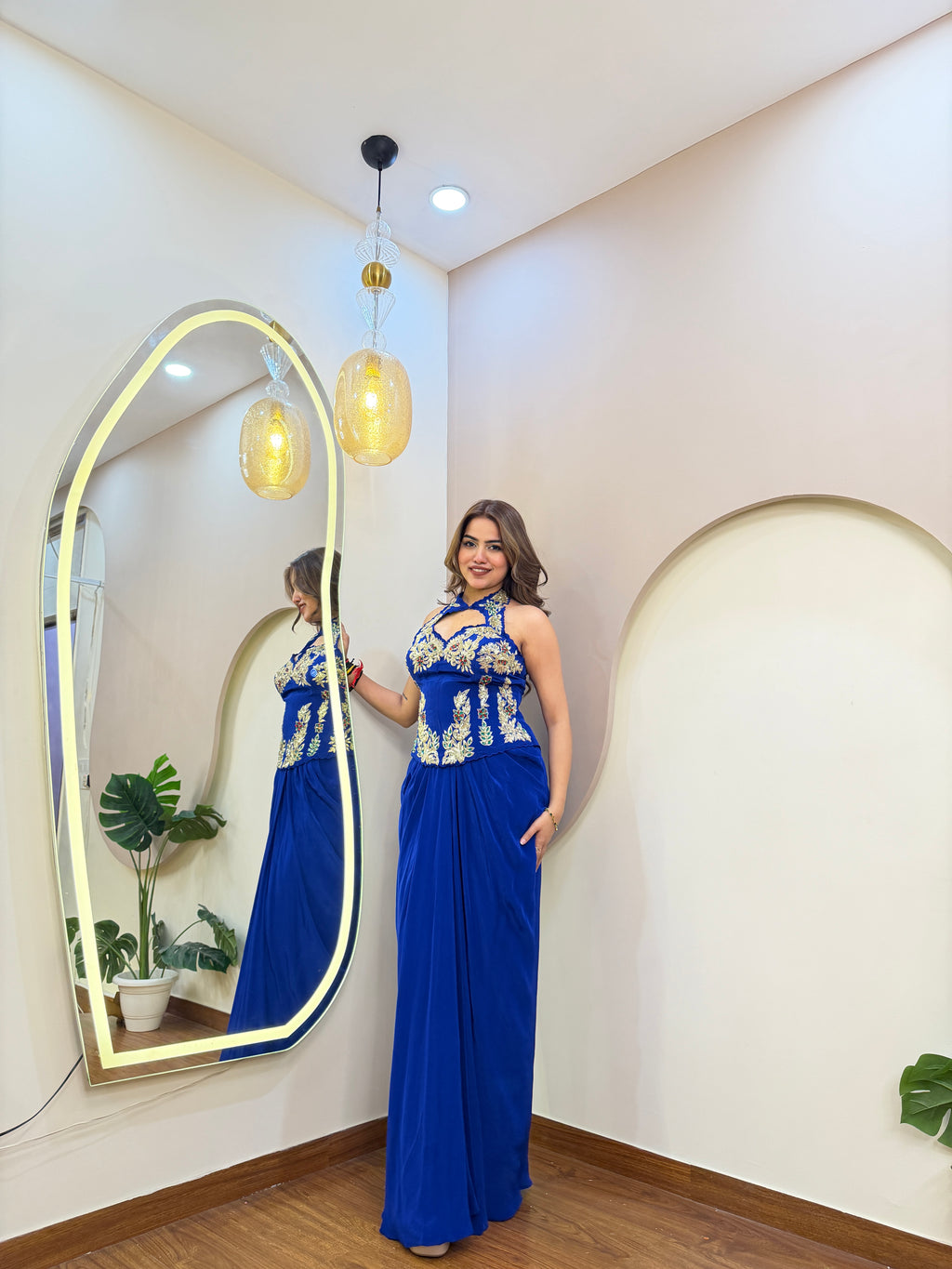 E323 DRAPE SAREE GOWN