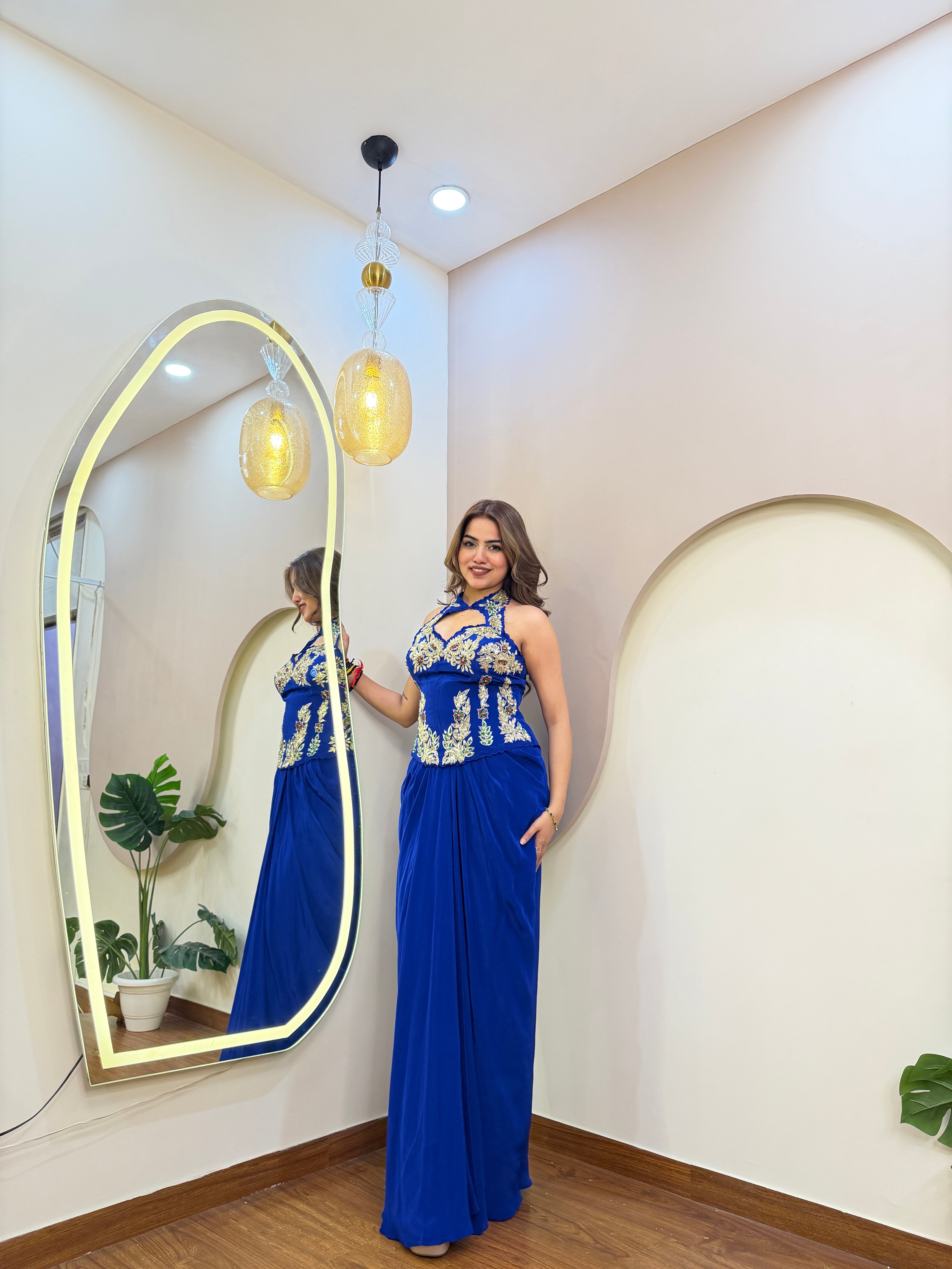 E323 DRAPE SAREE GOWN