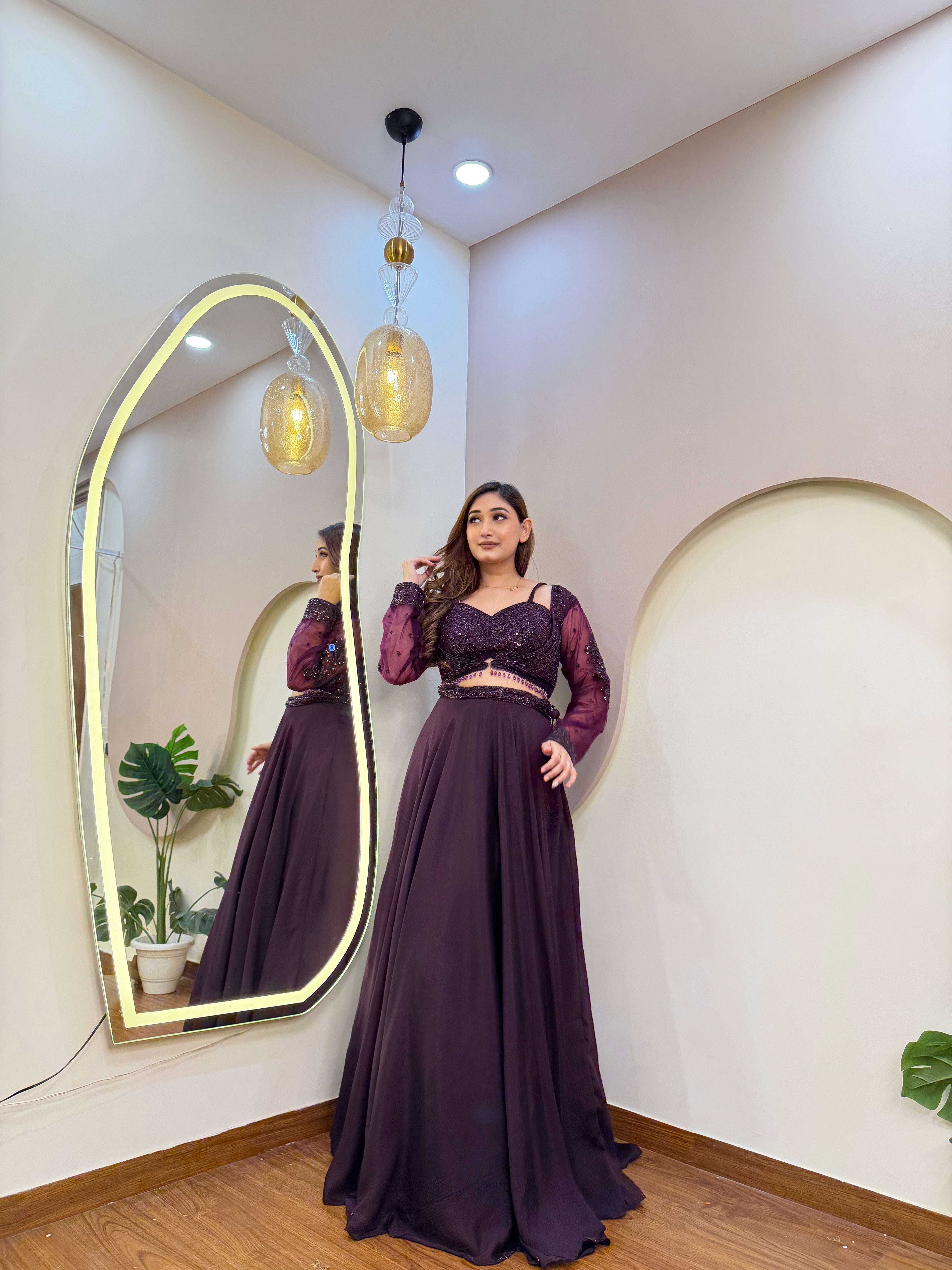 E54 INDO WESTERN CROP TOP LEHENGA