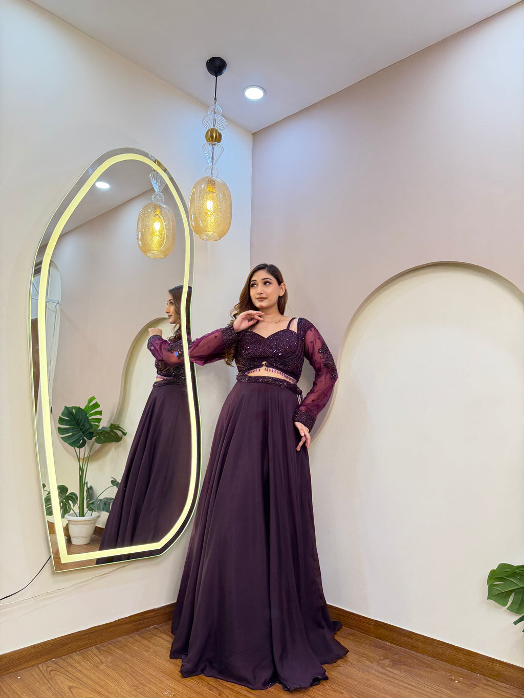 E54 INDO WESTERN CROP TOP LEHENGA