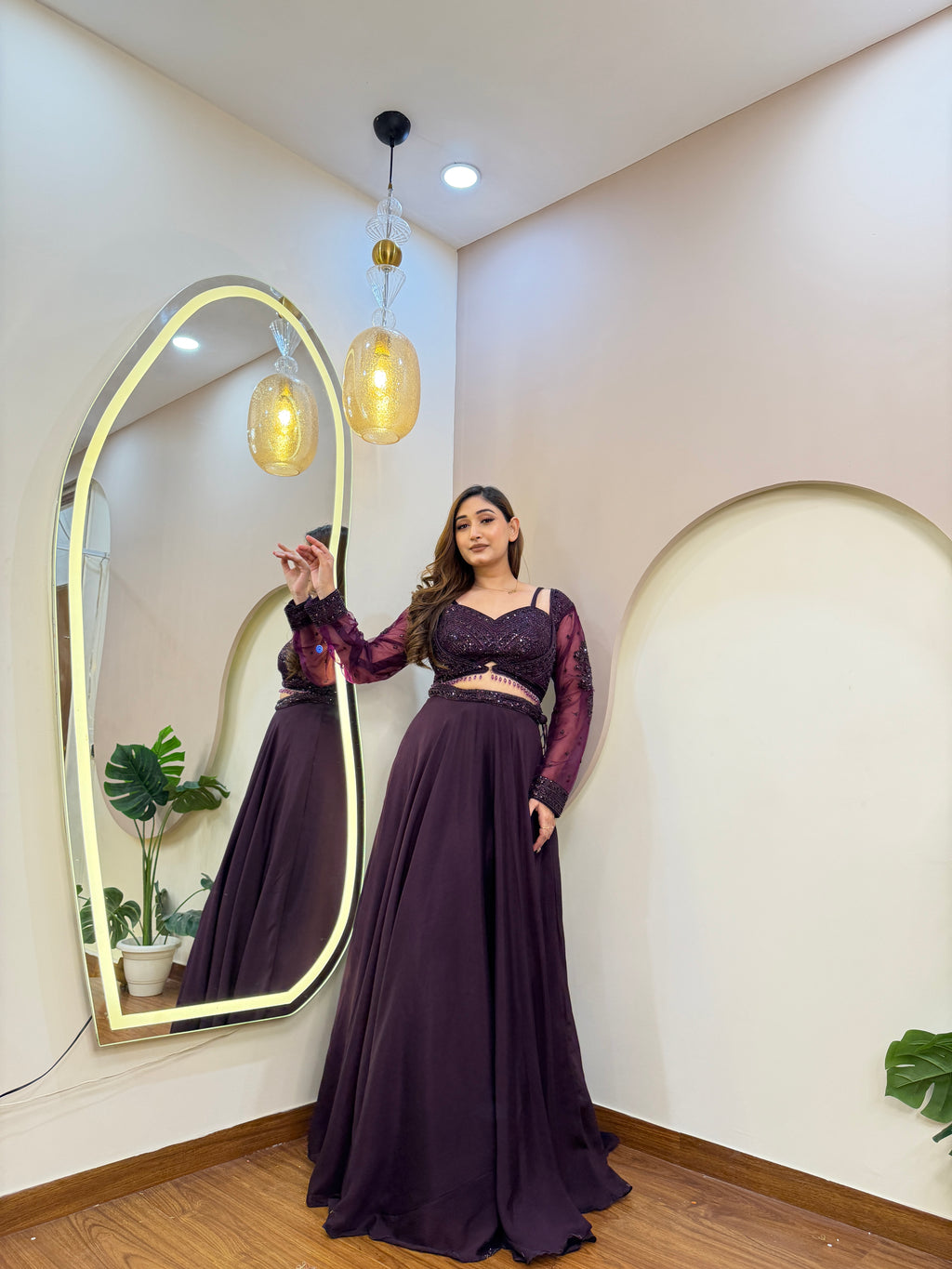 E54 INDO WESTERN CROP TOP LEHENGA