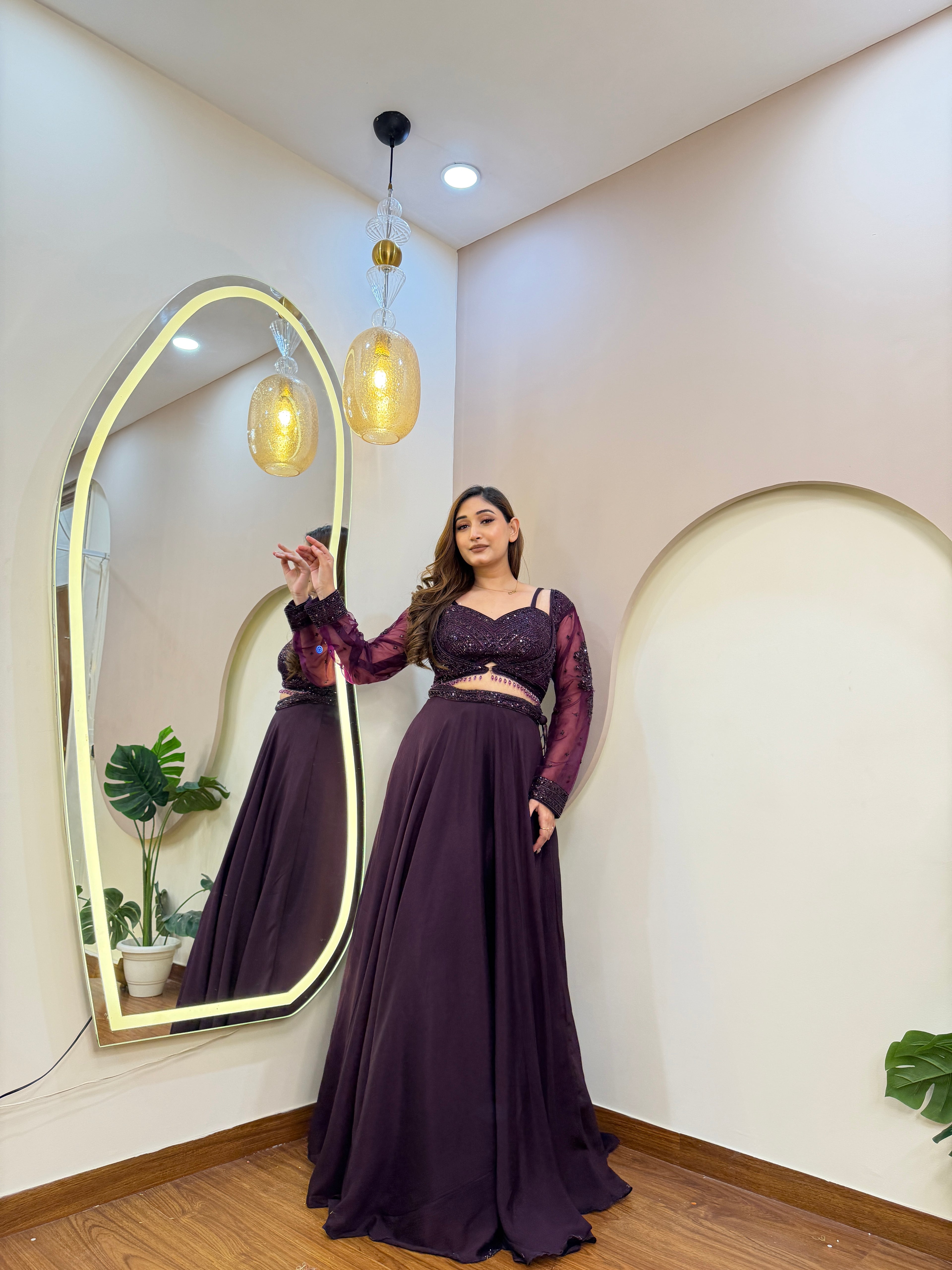 E54 INDO WESTERN CROP TOP LEHENGA