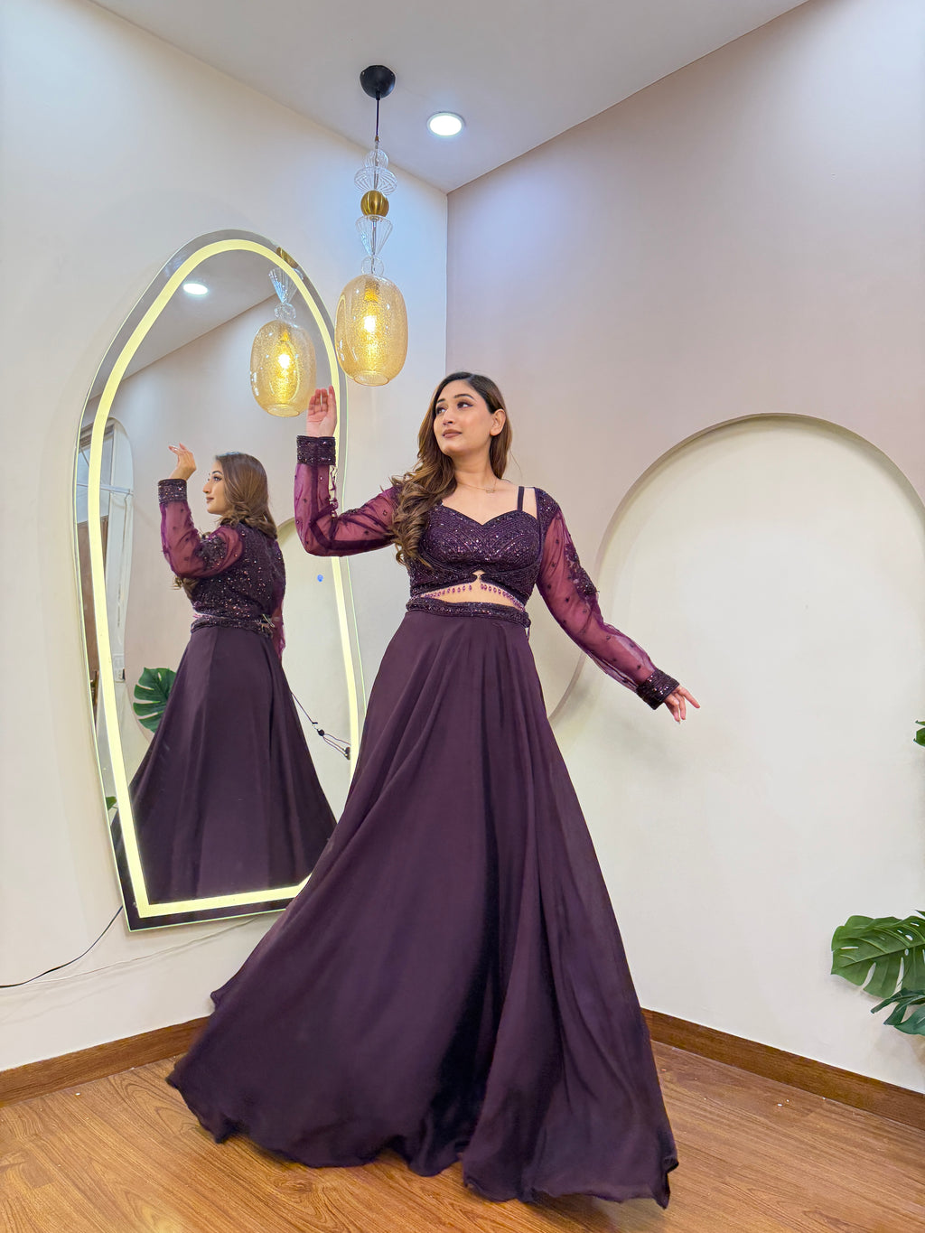 E54 INDO WESTERN CROP TOP LEHENGA