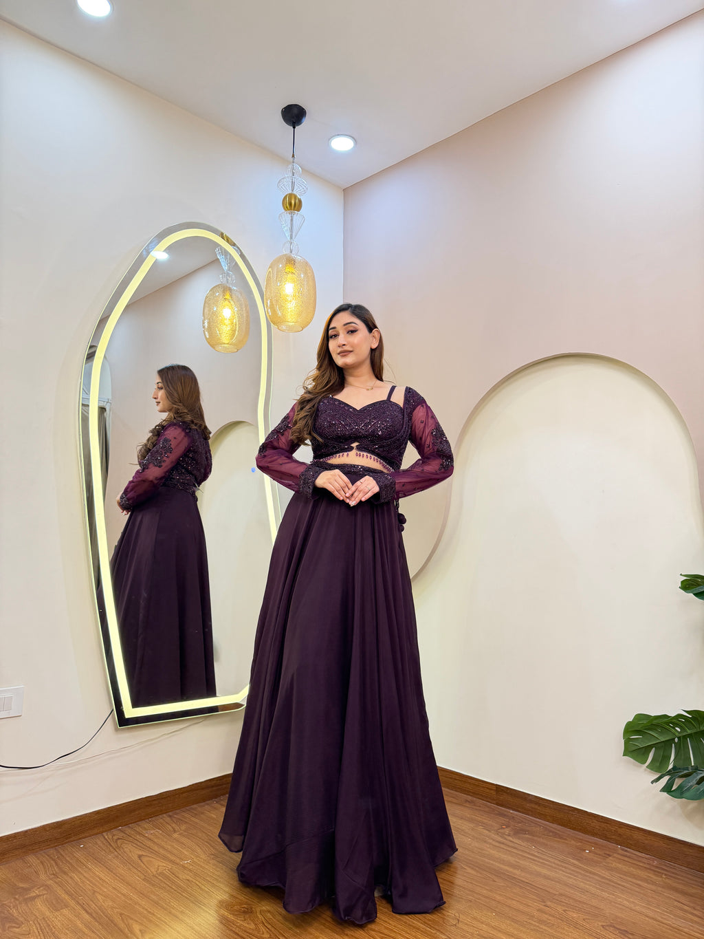 E54 INDO WESTERN CROP TOP LEHENGA