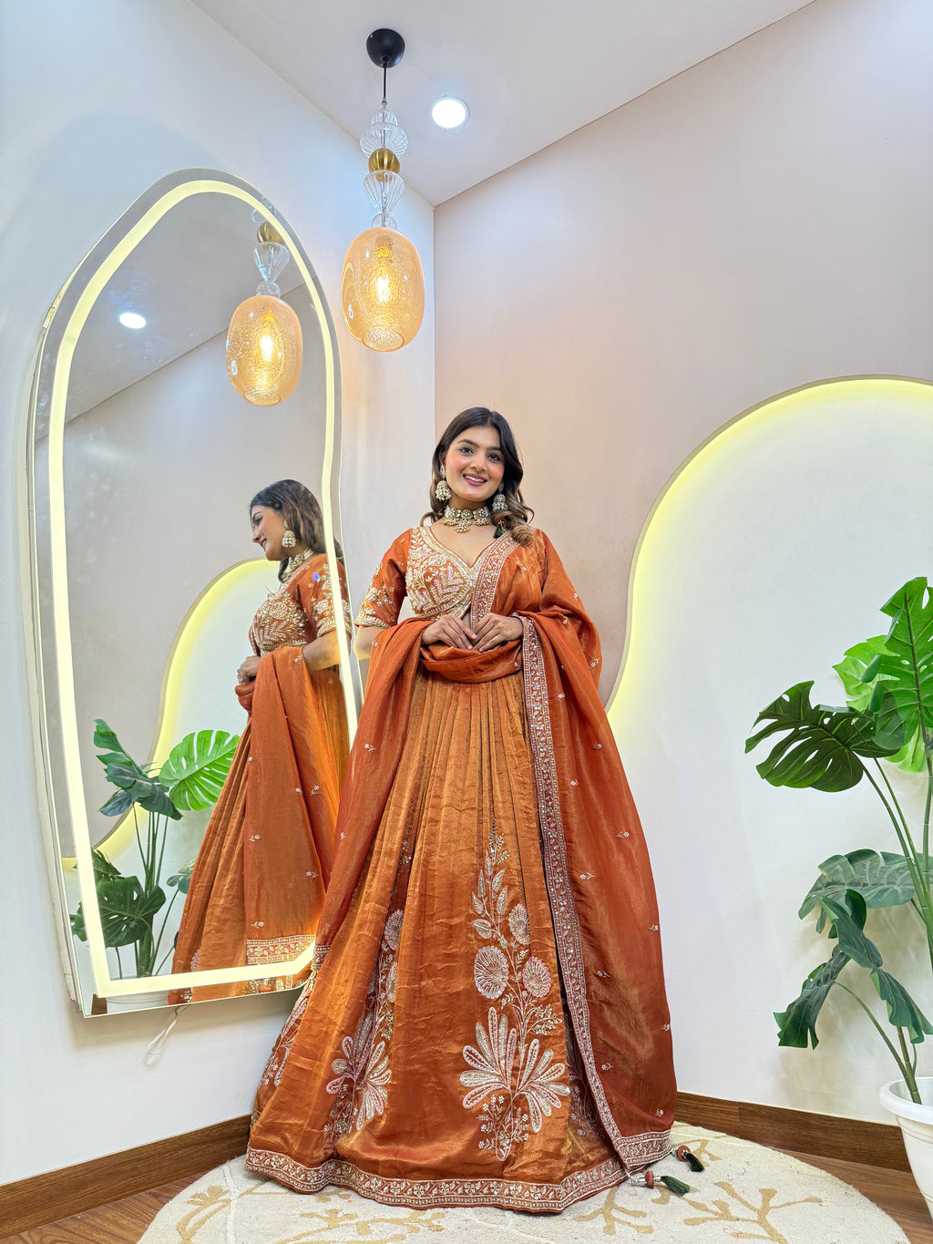 C690 ORANGE COLOUR LEHNGA CHOLI