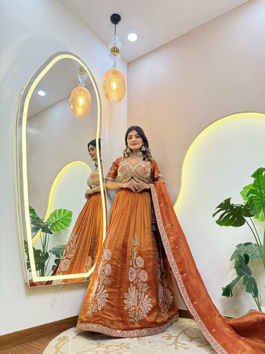 C690 ORANGE COLOUR LEHNGA CHOLI