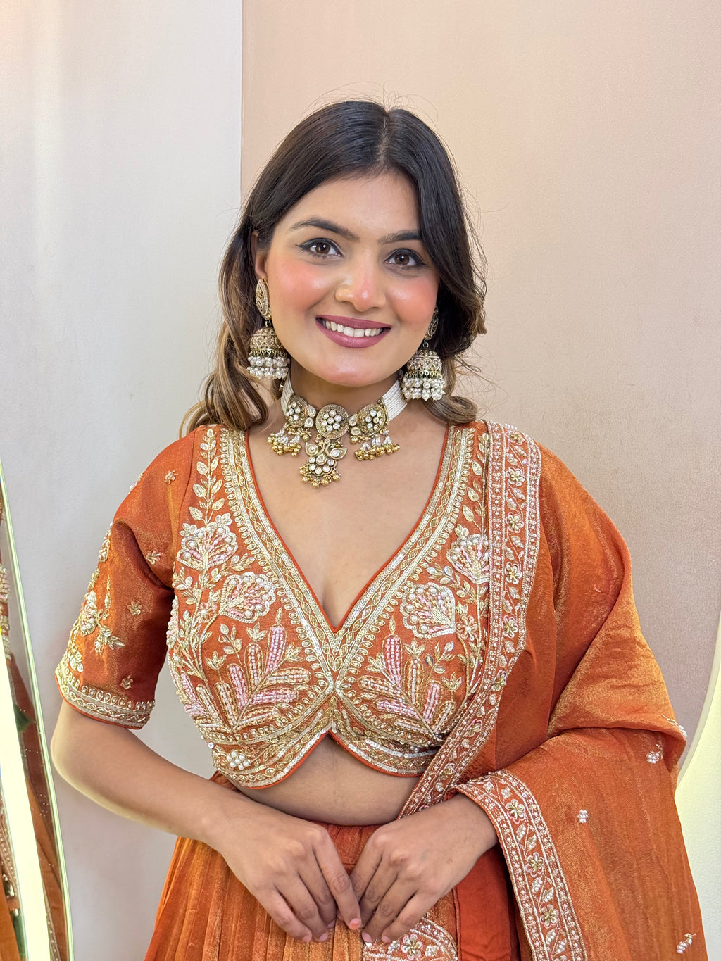 C690 ORANGE COLOUR LEHNGA CHOLI