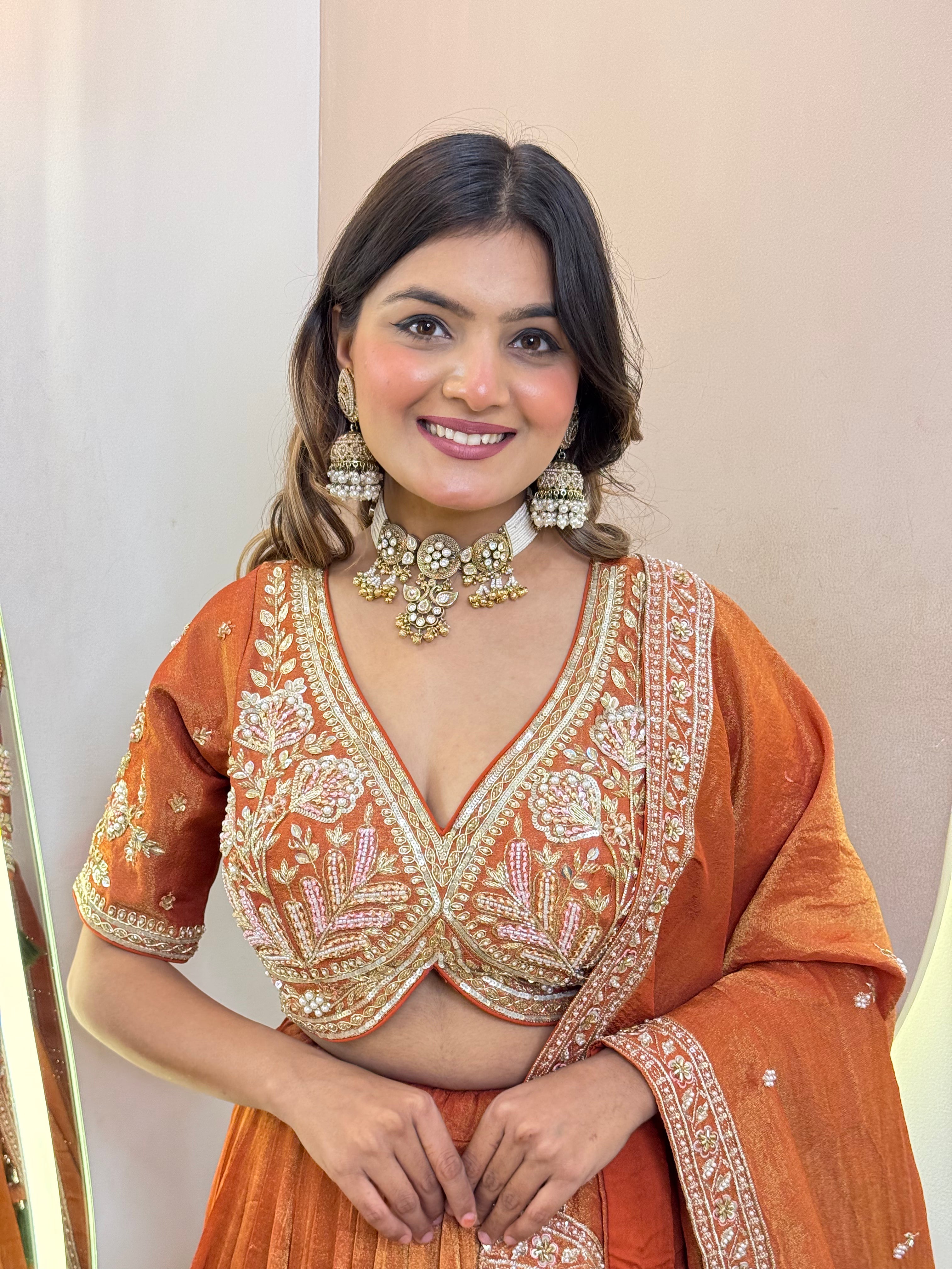 C690 ORANGE COLOUR LEHNGA CHOLI