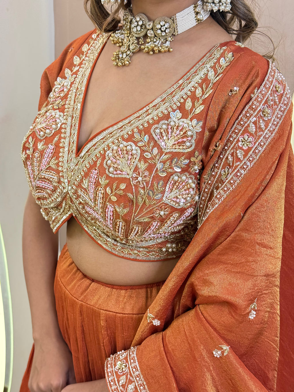 C690 ORANGE COLOUR LEHNGA CHOLI