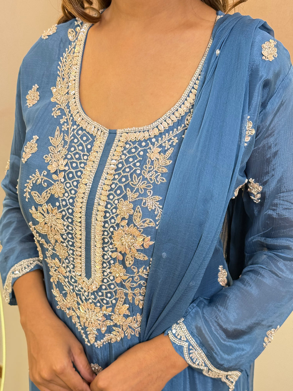 Ck787 SHARARA STYLE OUTFIT SUIT WHITE EMBROIDERY