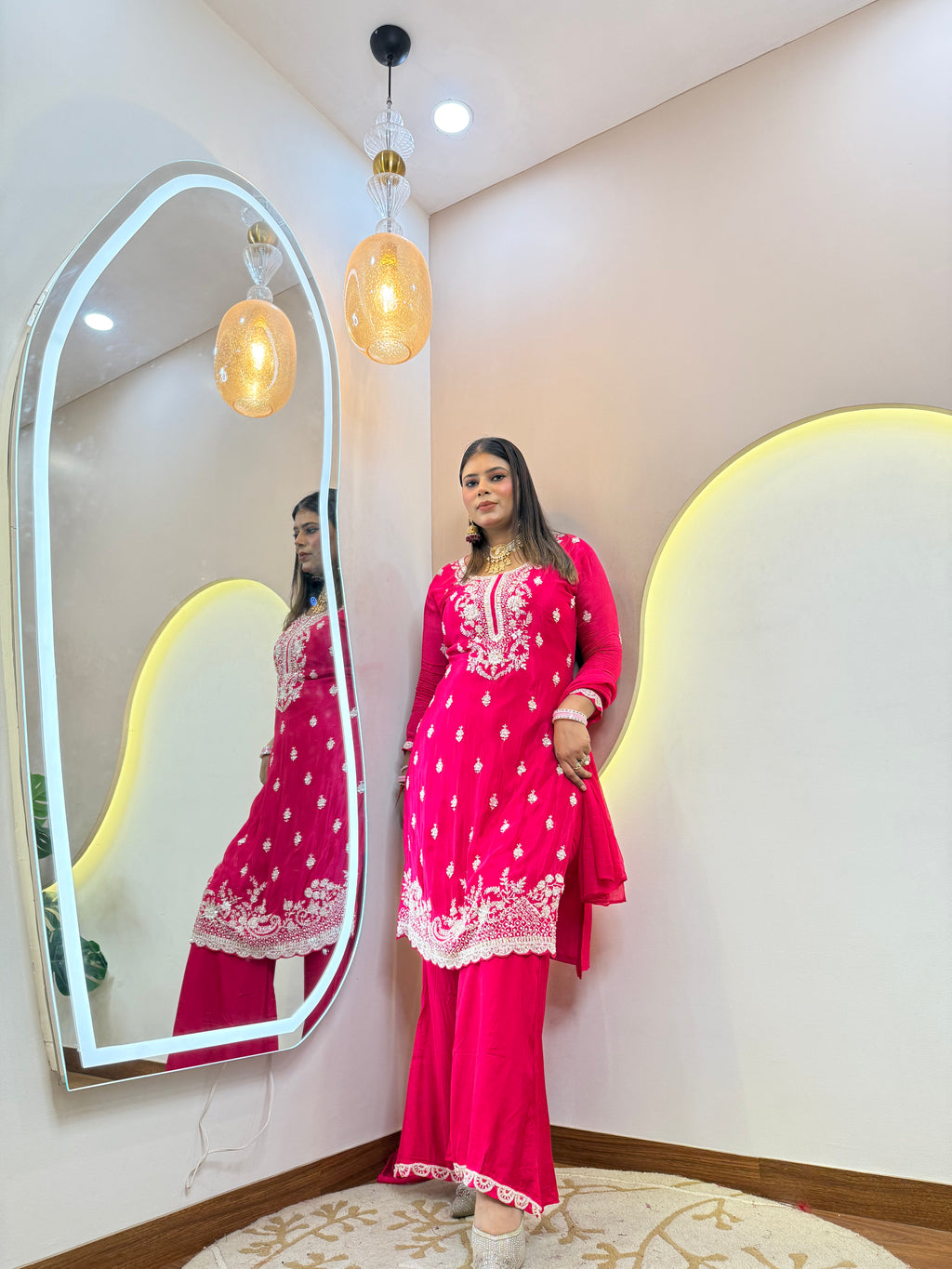 Ck787 SHARARA STYLE OUTFIT SUIT WHITE EMBROIDERY