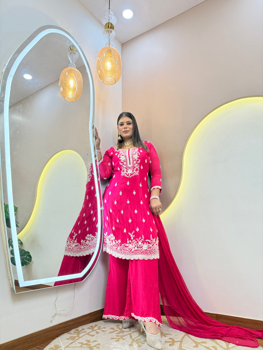 Ck787 SHARARA STYLE OUTFIT SUIT WHITE EMBROIDERY