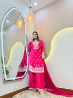 Ck787 SHARARA STYLE OUTFIT SUIT WHITE EMBROIDERY