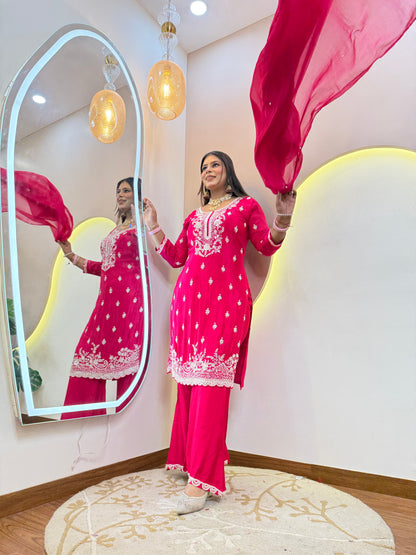 SHARARA STYLE OUTFIT SUIT WHITE EMBROIDERY