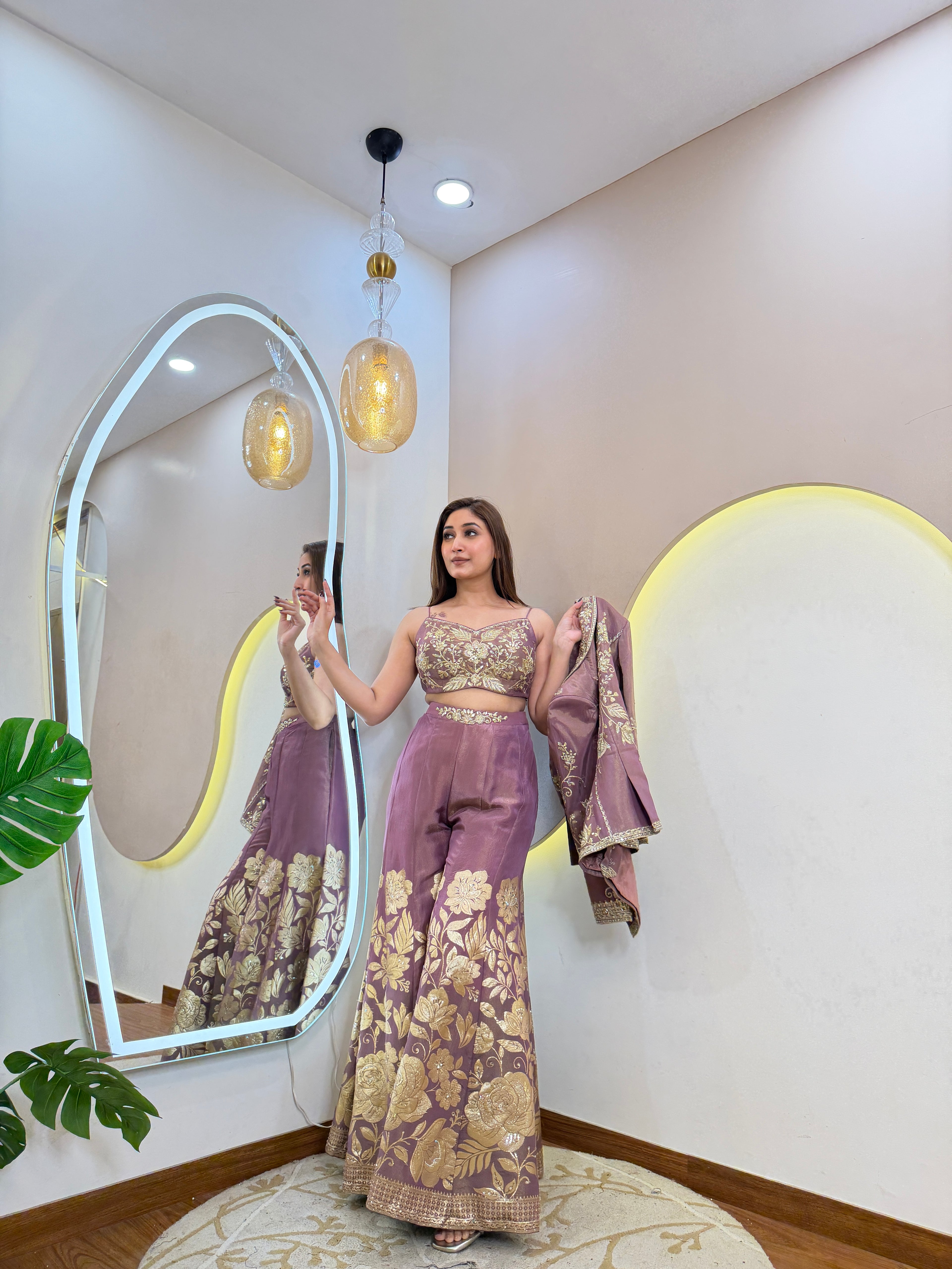 D736  SHARARA STYLE " CORD SET WID JECKET