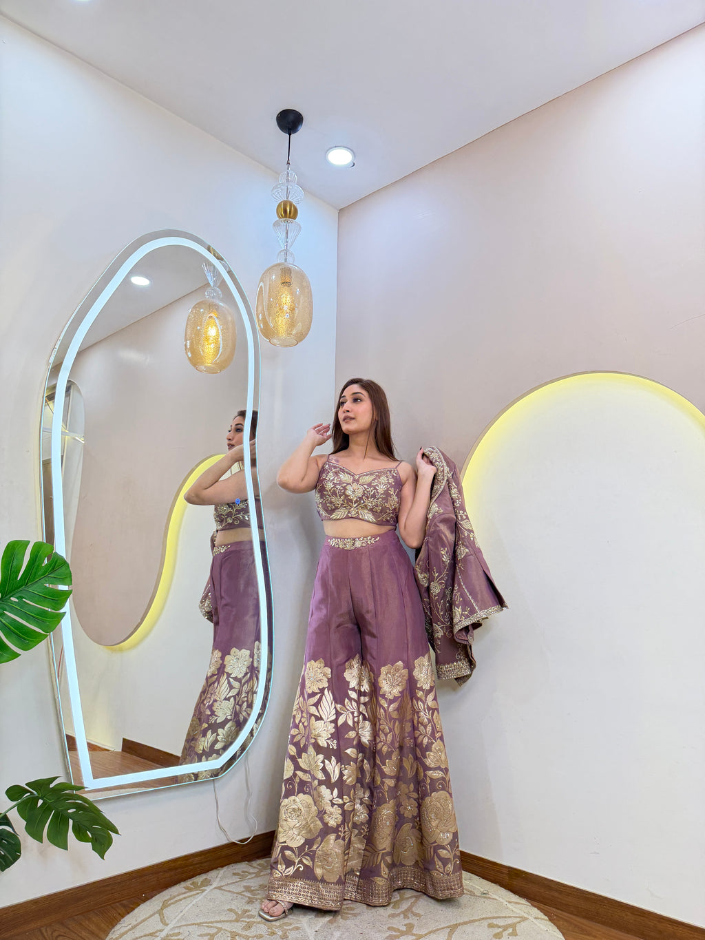 D736  SHARARA STYLE " CORD SET WID JECKET