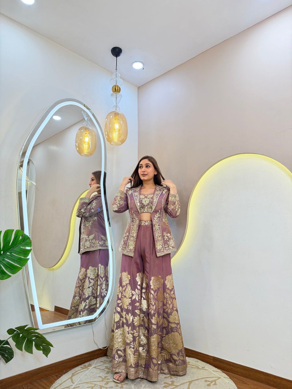 D736  SHARARA STYLE " CORD SET WID JECKET