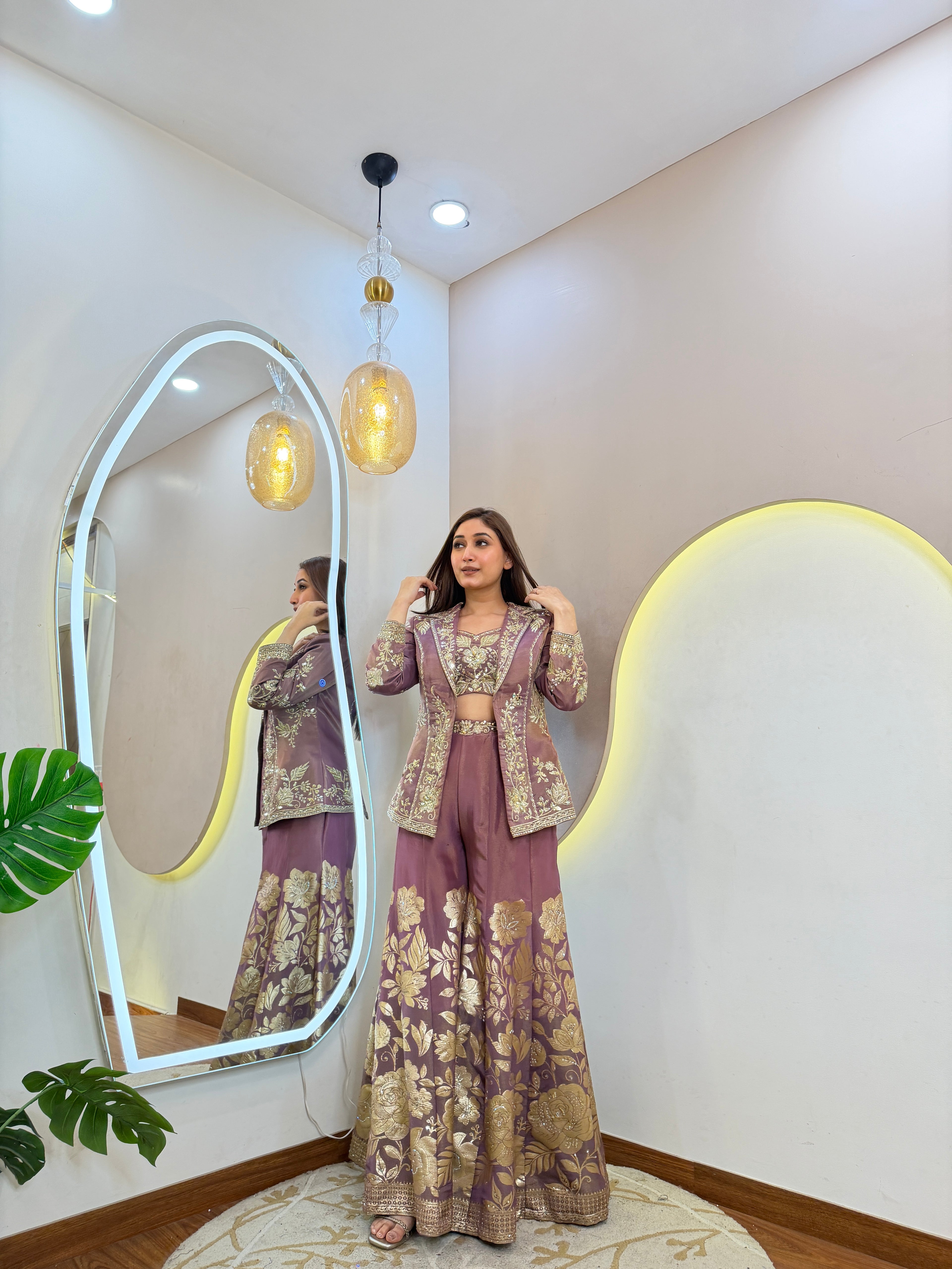 D736  SHARARA STYLE " CORD SET WID JECKET