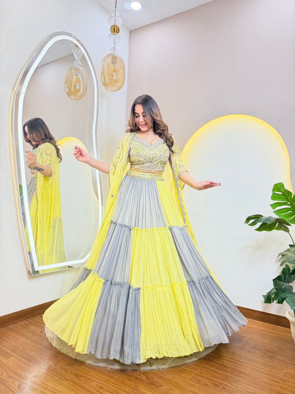 GEORGETTE FEBRIC CAPE STYLE LEHNGA
