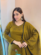 MEHNDI COLOUR OUTFIT WOOLEN 3pc SET