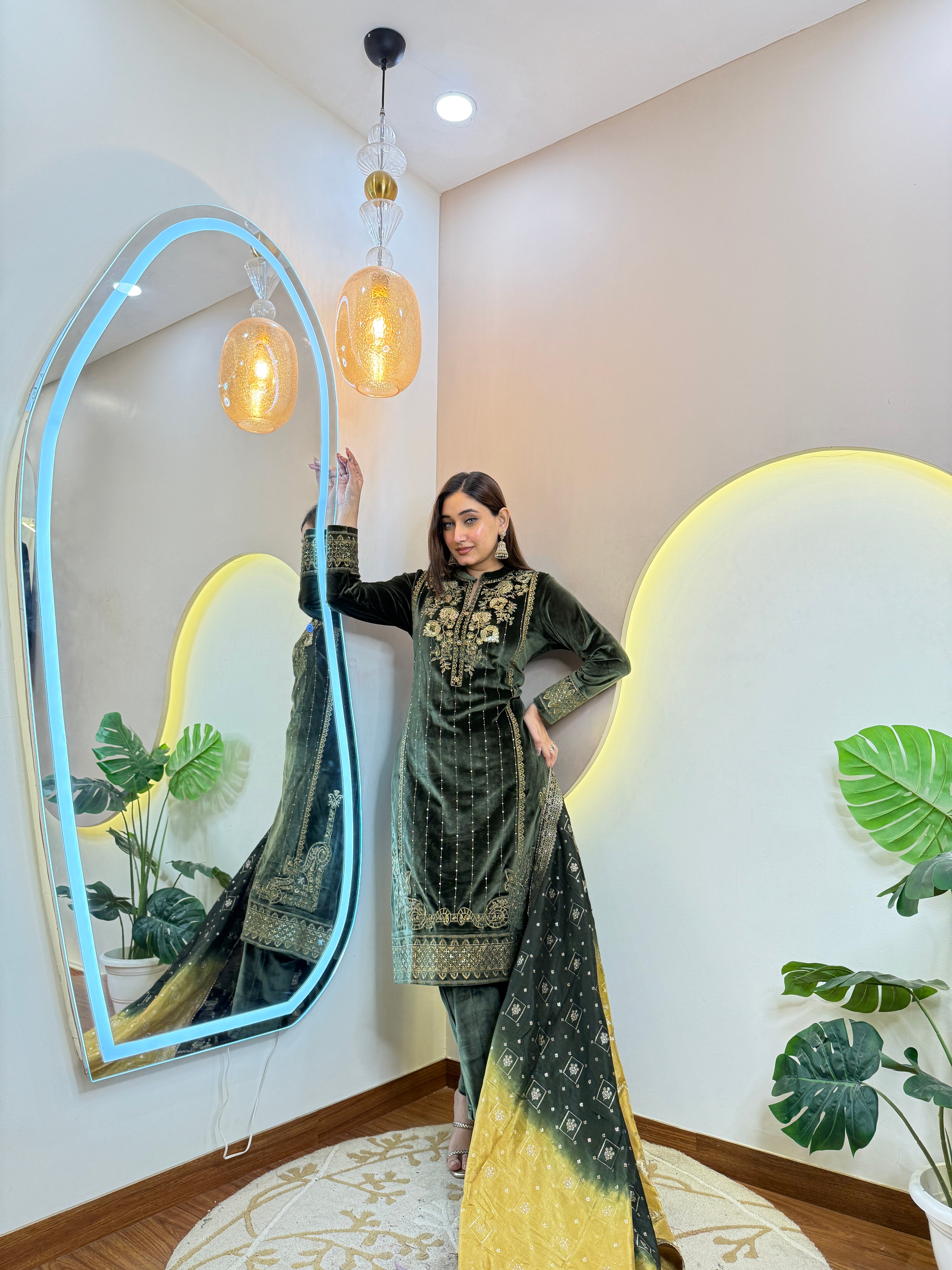 GREEN OUTFIT  WOOLEN 3pc SET