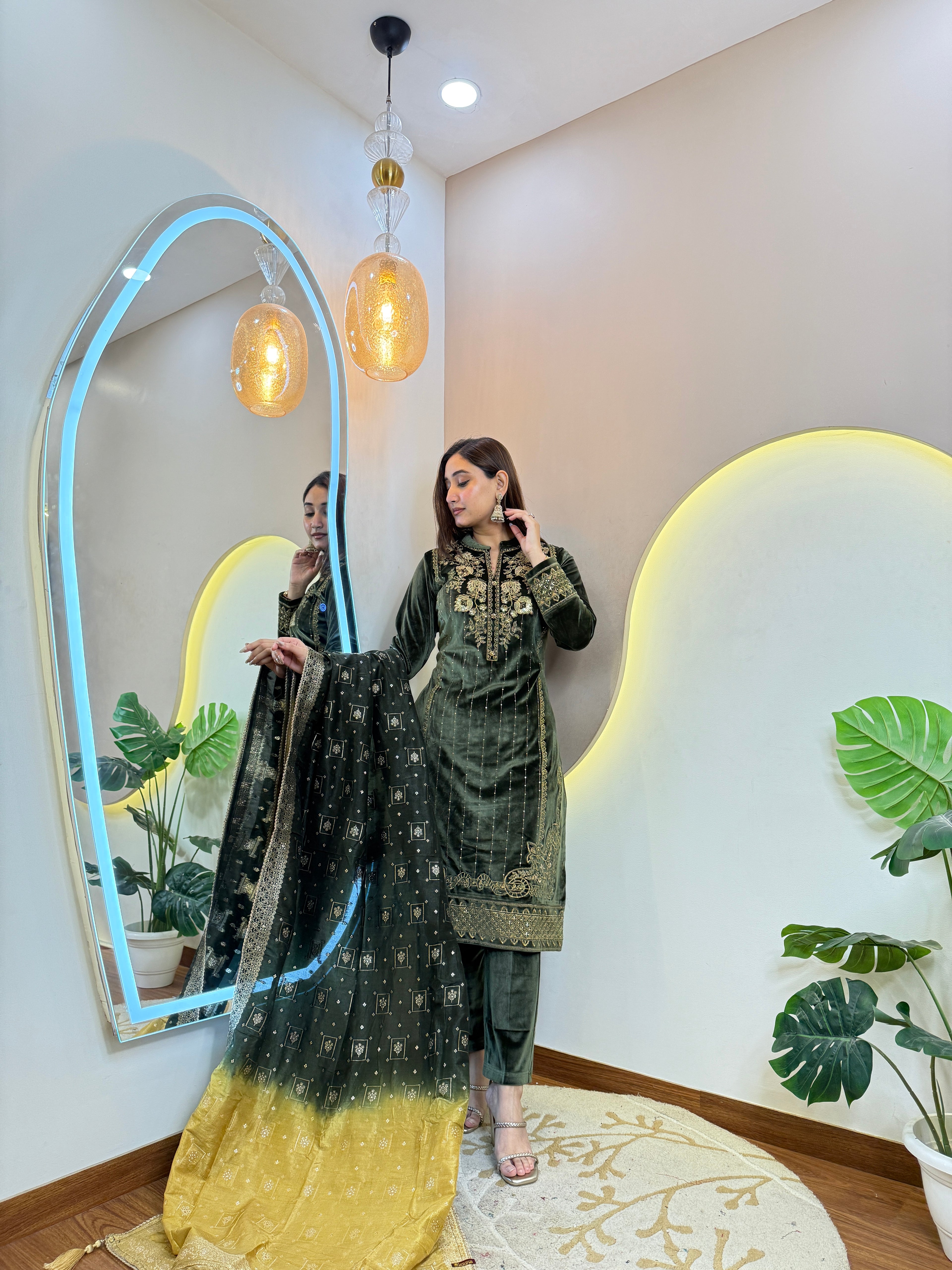 GREEN OUTFIT  WOOLEN 3pc SET