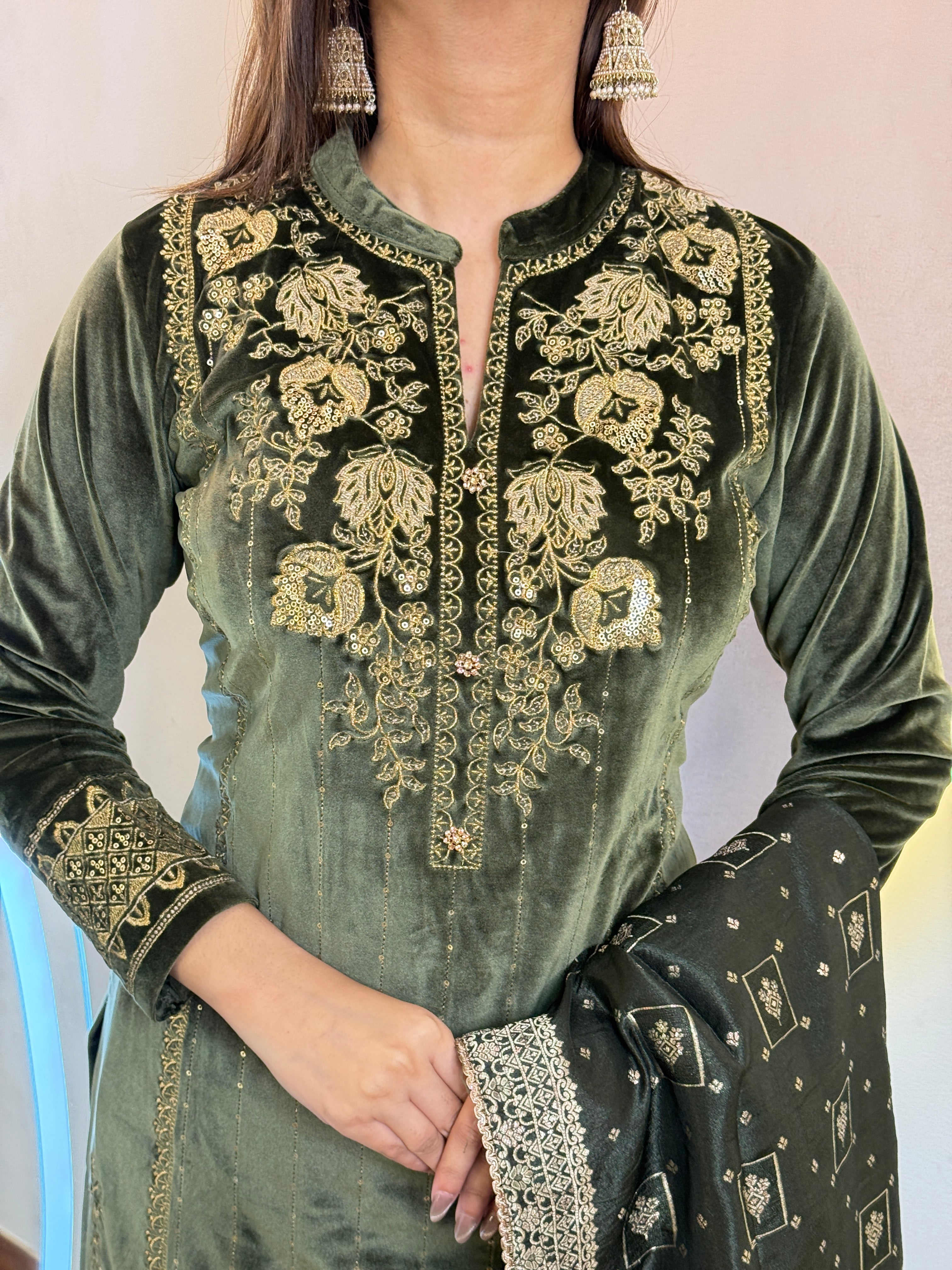 GREEN OUTFIT  WOOLEN 3pc SET