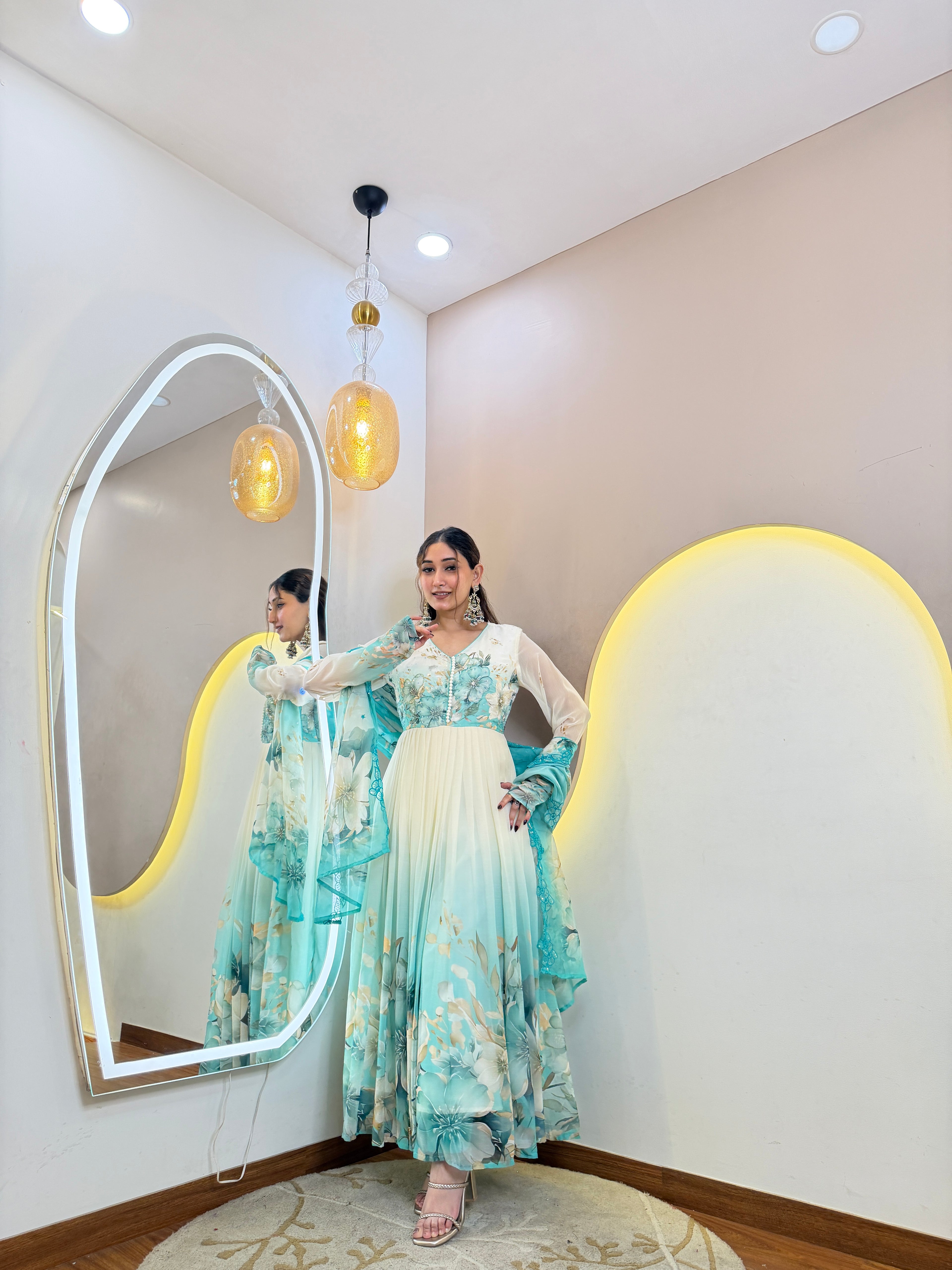 D536 ANARKALI PANT SUIT OUTFIT  GOWN