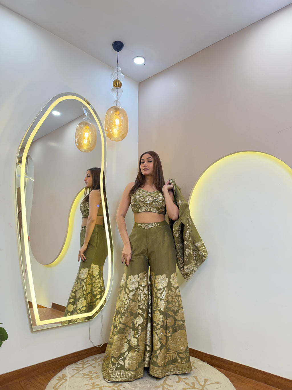 D736  SHARARA STYLE " CORD SET WID JECKET