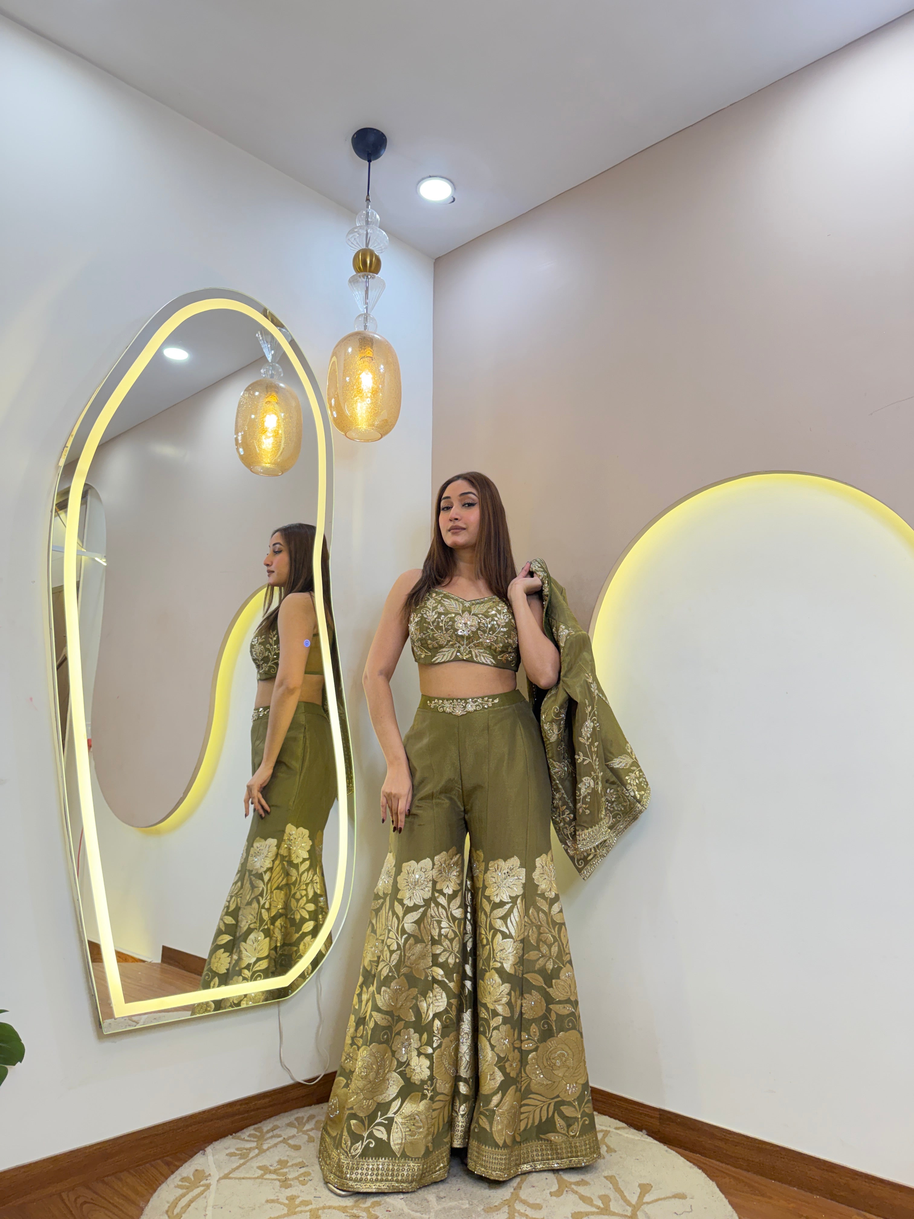 D736  SHARARA STYLE " CORD SET WID JECKET