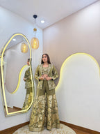 D736  SHARARA STYLE " CORD SET WID JECKET