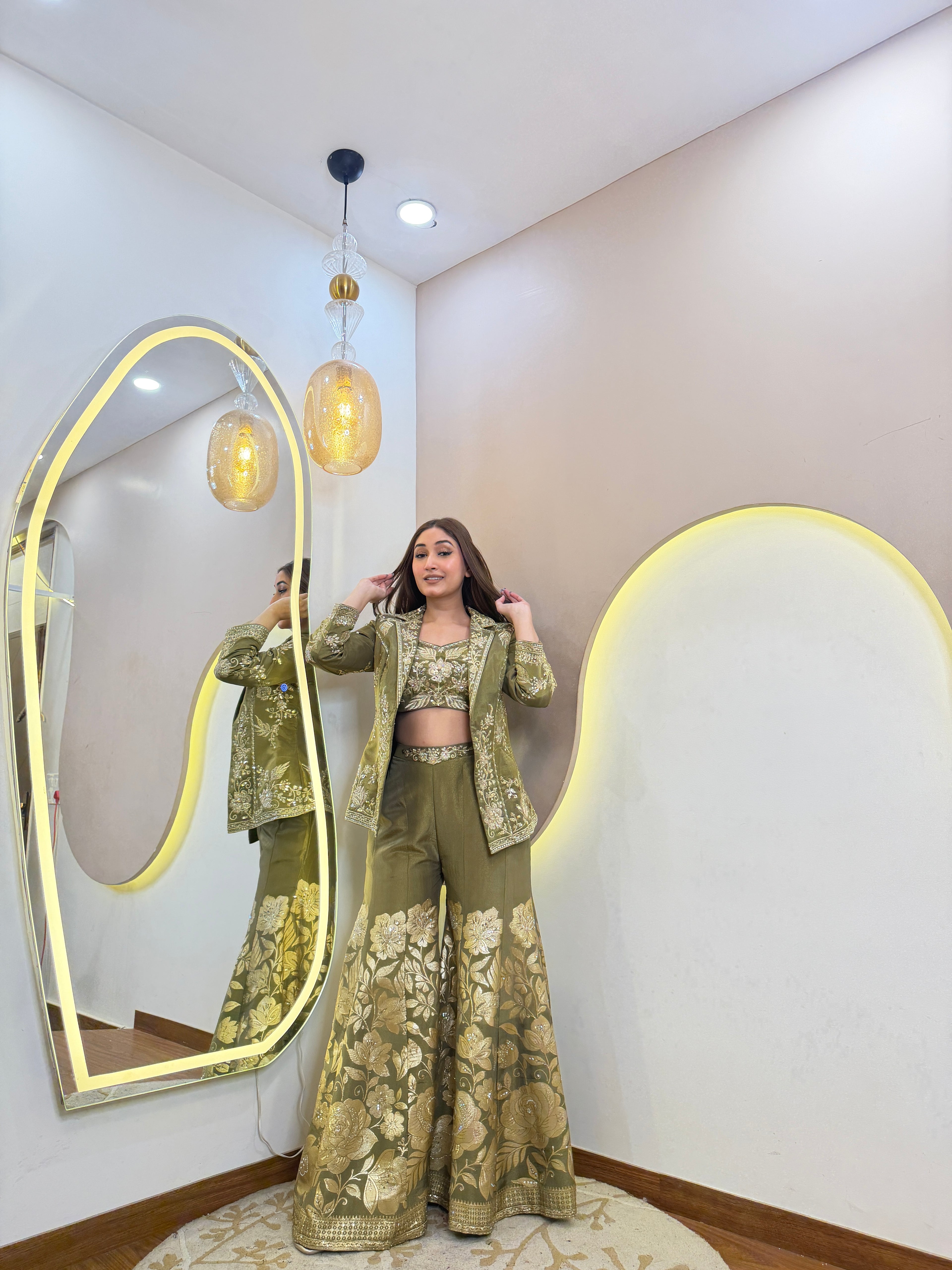 D736  SHARARA STYLE " CORD SET WID JECKET