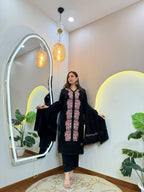 KASHMIRI EMBROIDERY OUTFIT  WOOLEN 3pc SET