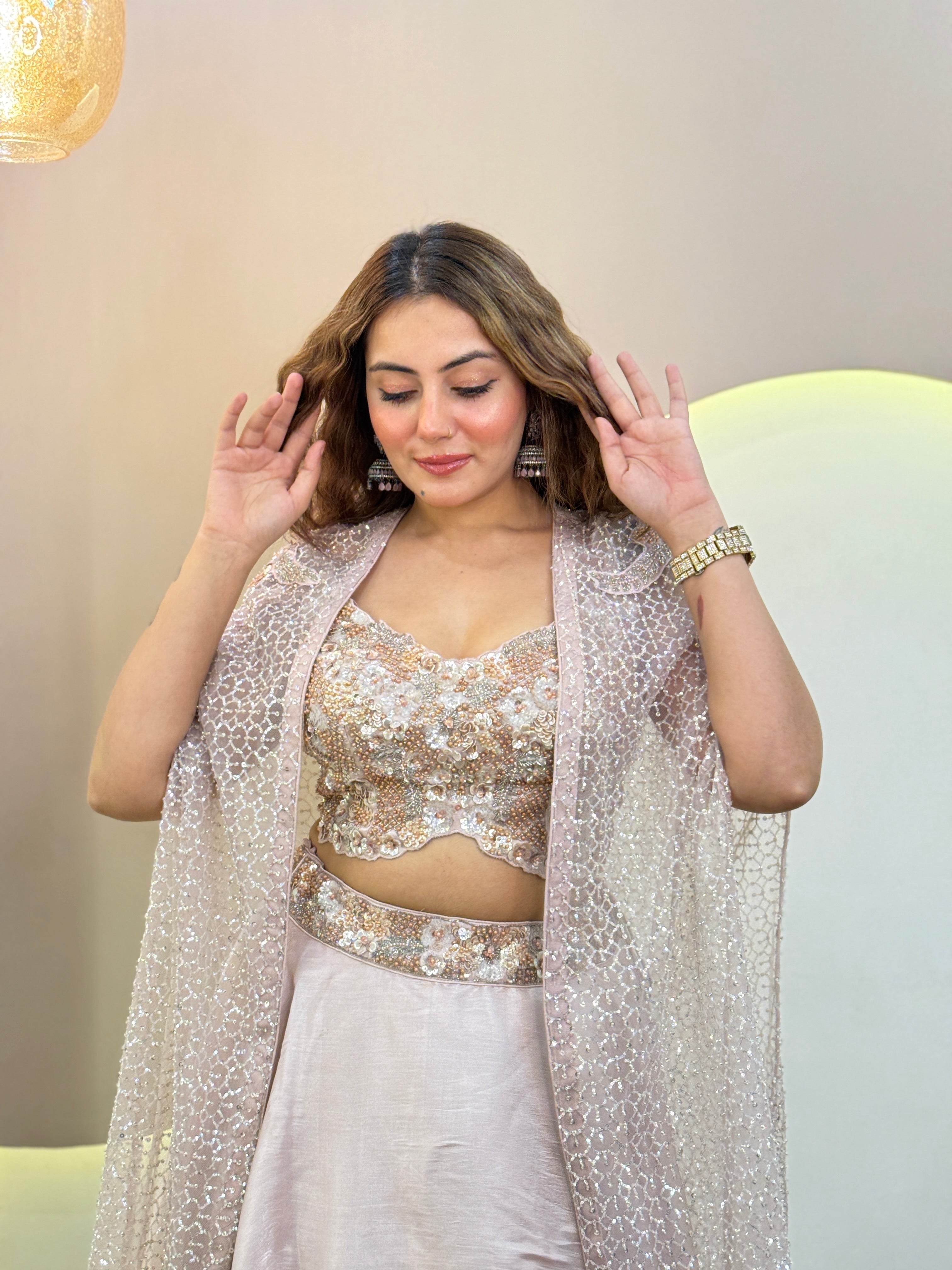 3pc Set With Cape Lehnga